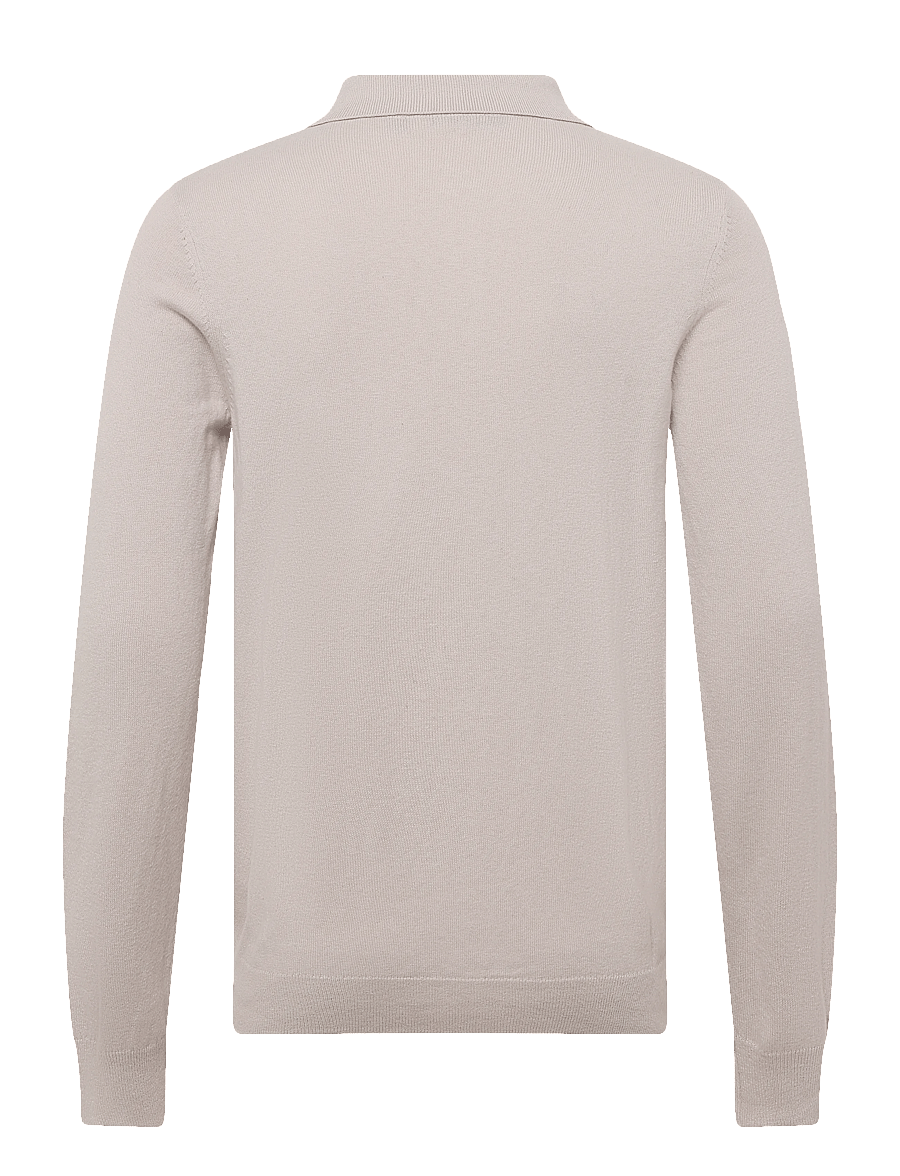 Lyle & Scott - Cotton Merino Long Sleeve Knitted Polo - langärmelige strick-polohemden - cove - 1