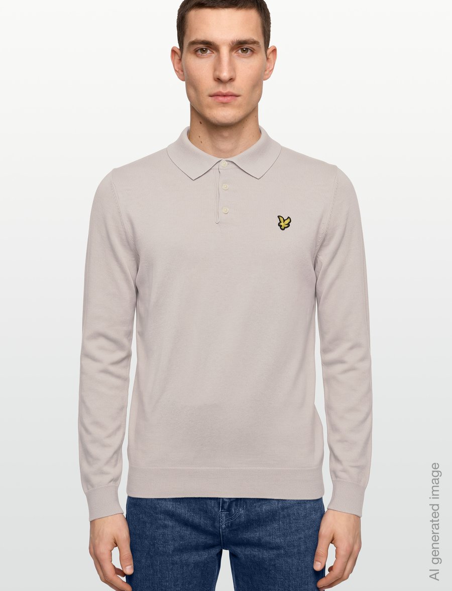 Lyle & Scott - Cotton Merino Long Sleeve Knitted Polo - langärmelige strick-polohemden - cove - 3