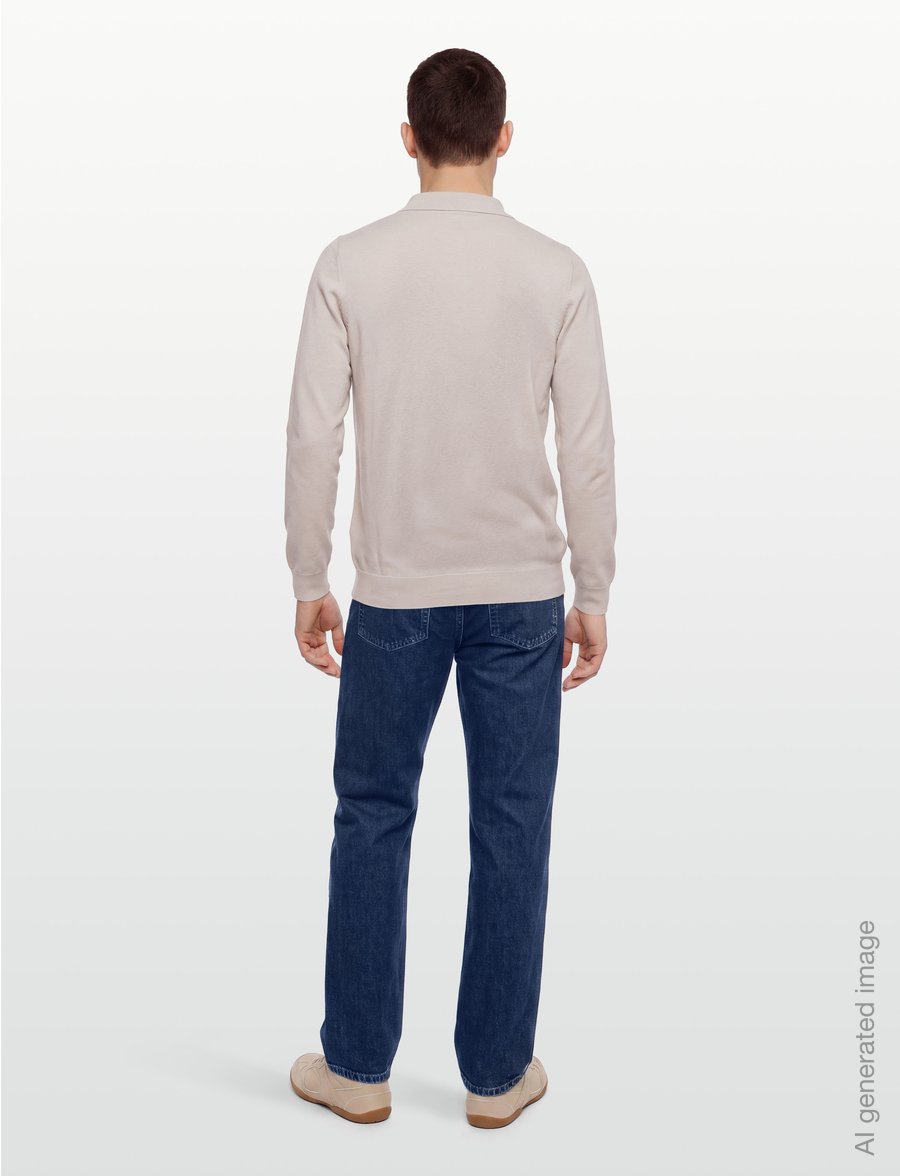 Lyle & Scott - Cotton Merino Long Sleeve Knitted Polo - langärmelige strick-polohemden - cove - 4