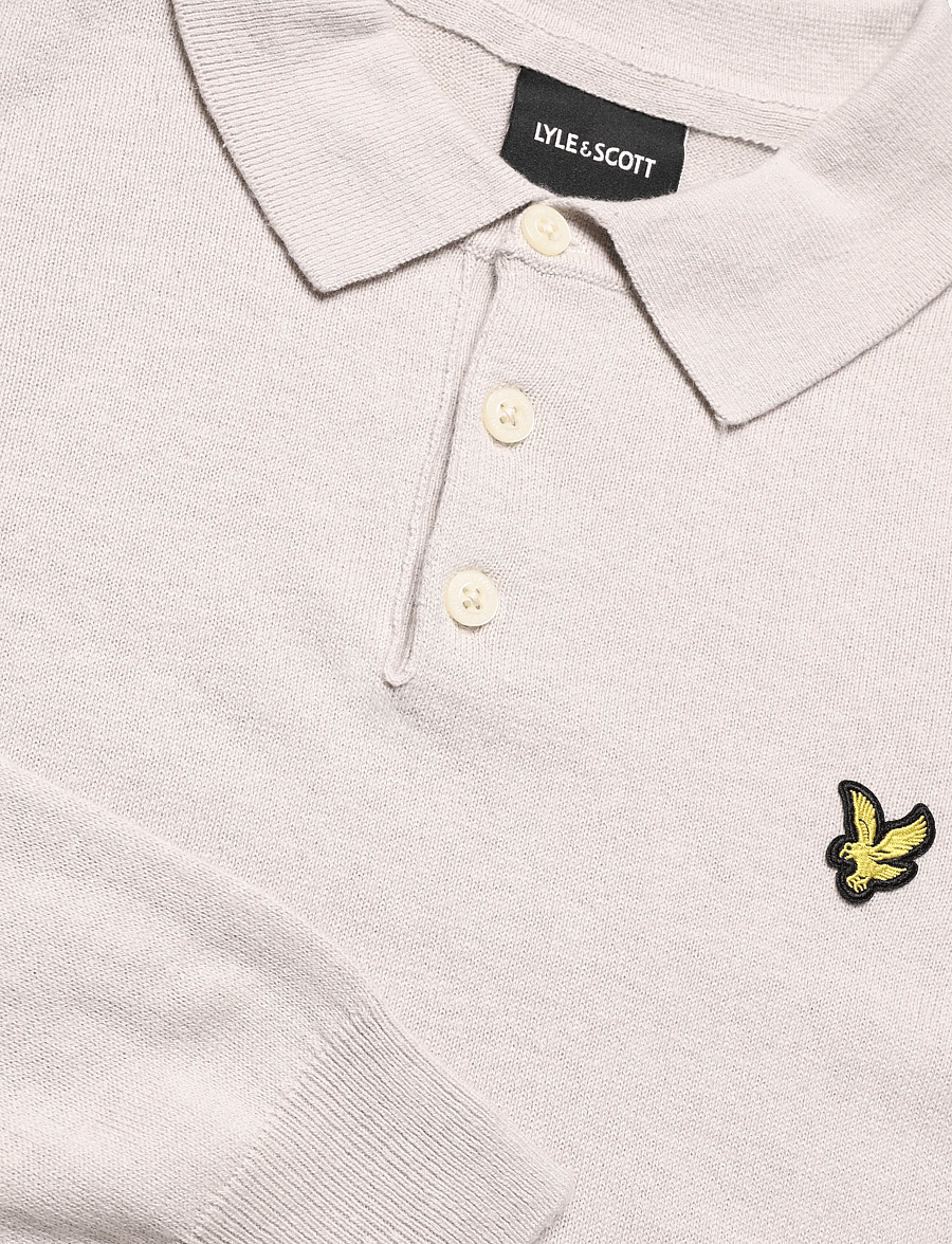 Lyle & Scott - Cotton Merino Long Sleeve Knitted Polo - langärmelige strick-polohemden - cove - 2