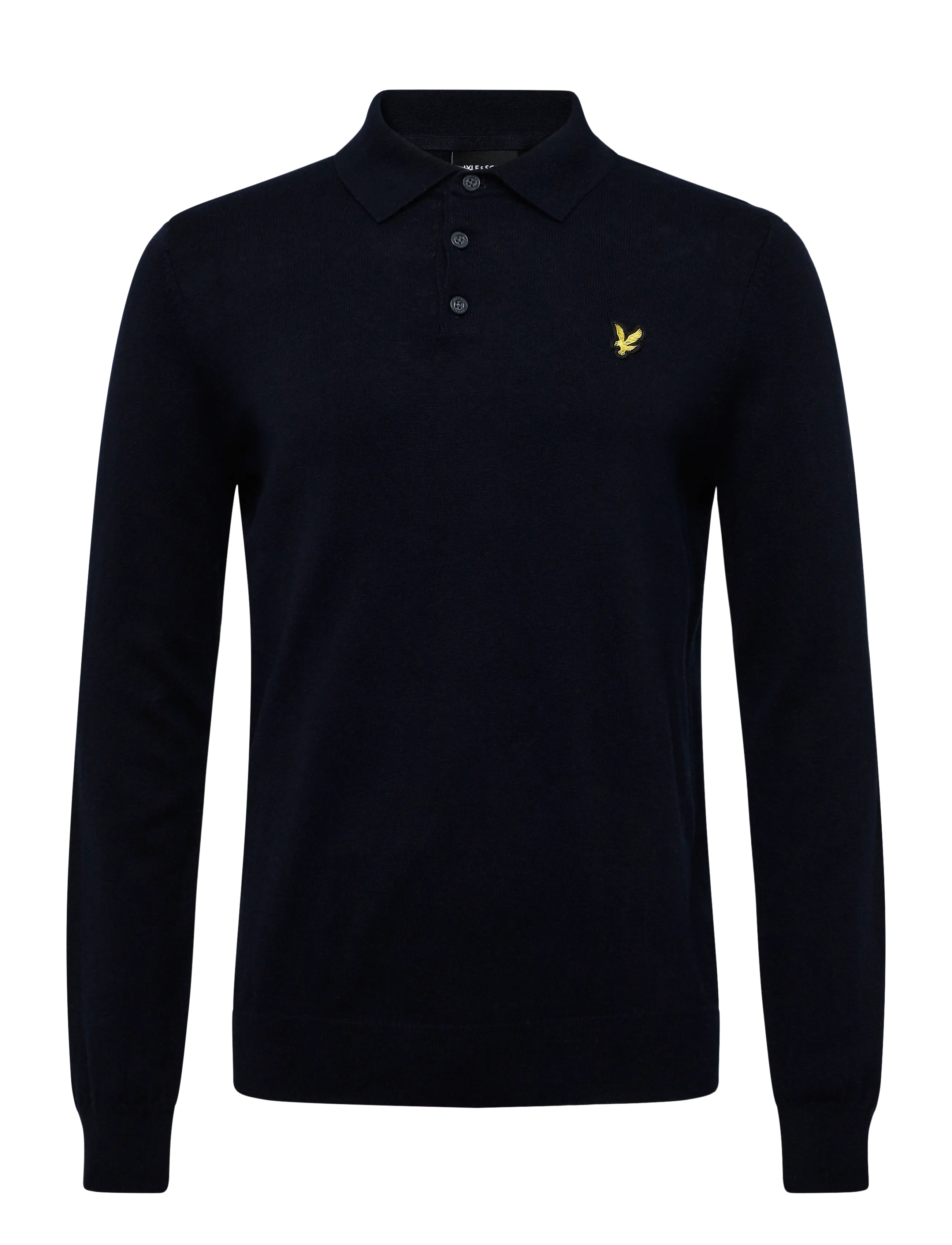 Lyle & Scott Cotton Merino Long Sleeve Knitted Polo - Säsongens färger - DARK NAVY / navy