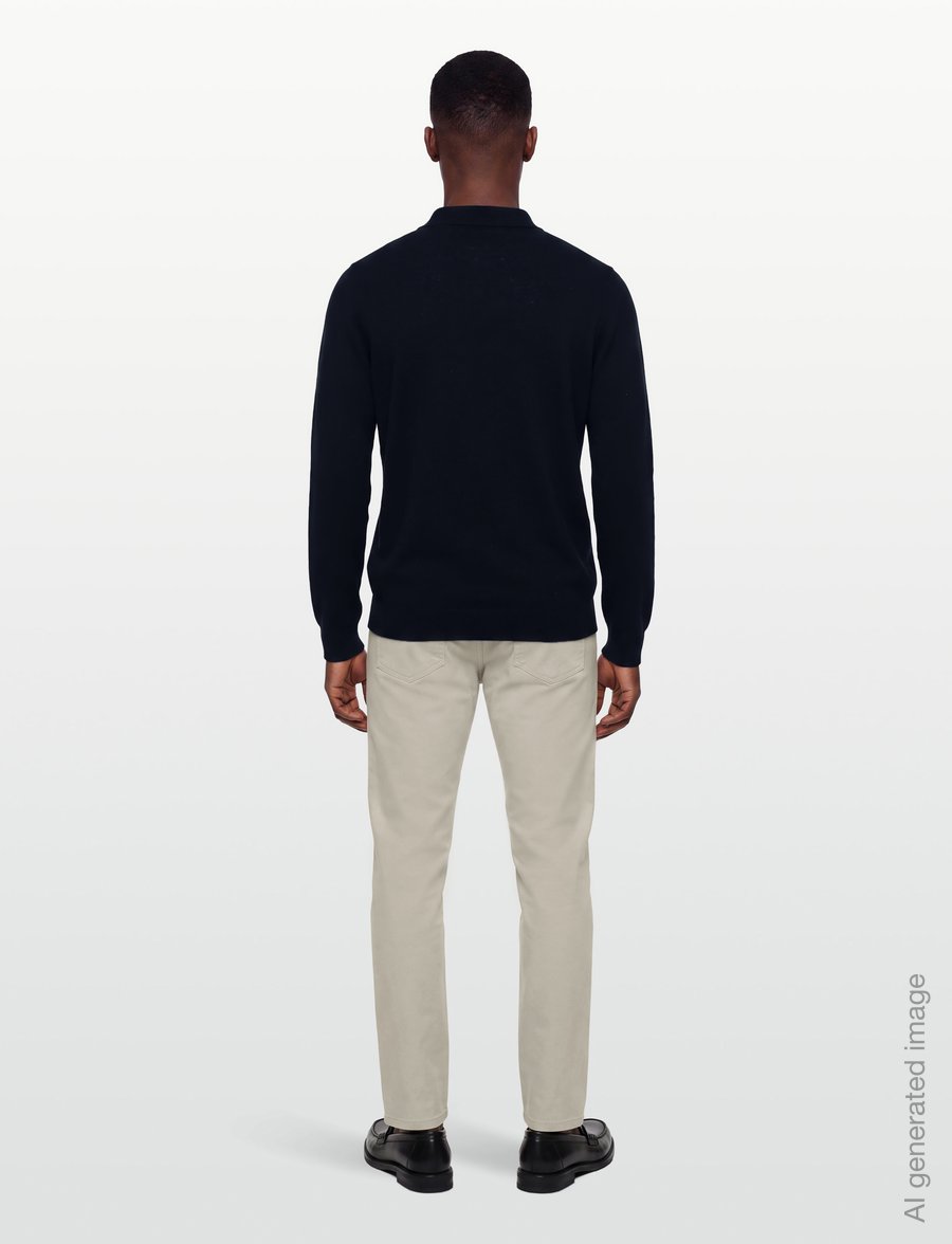 Lyle & Scott - Cotton Merino Long Sleeve Knitted Polo - langärmelige strick-polohemden - dark navy - 4
