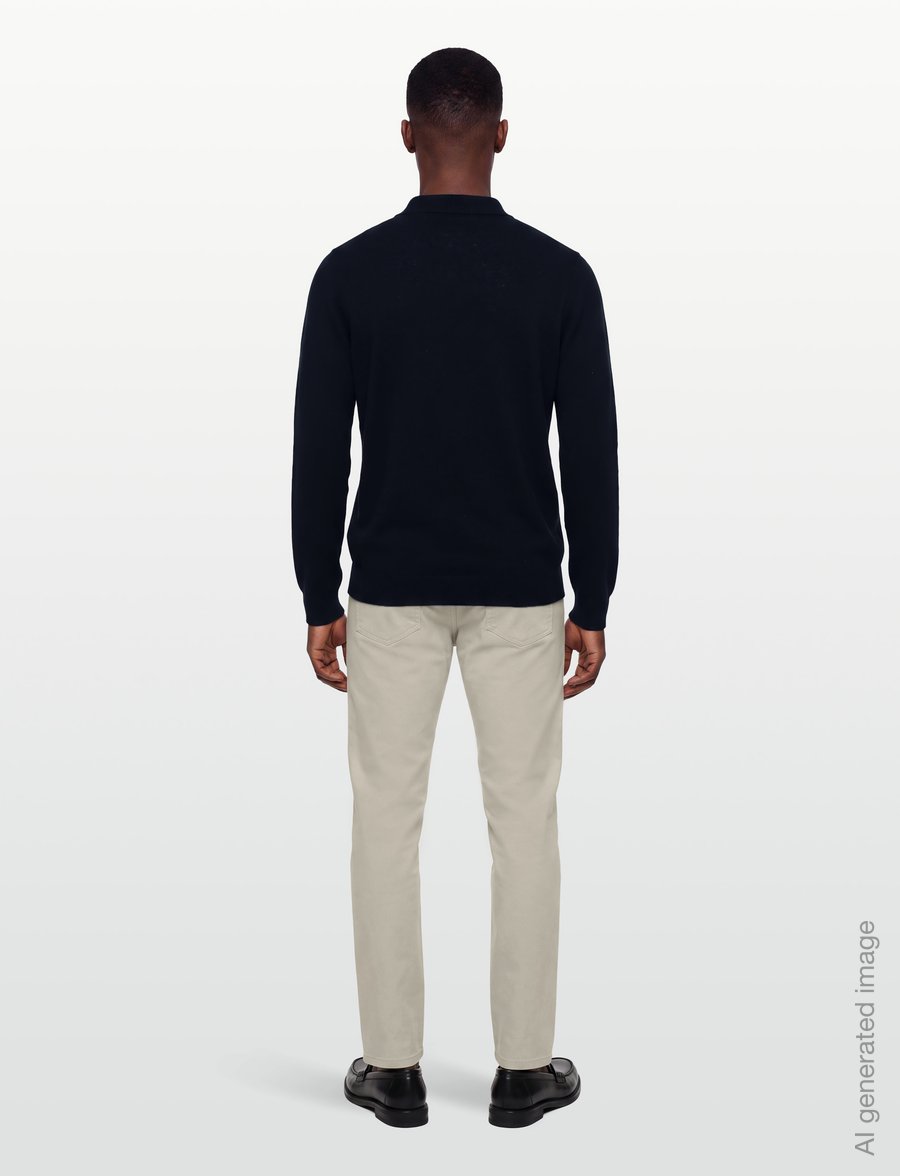 Lyle & Scott - Cotton Merino Long Sleeve Knitted Polo - langärmelige strick-polohemden - dark navy - 4