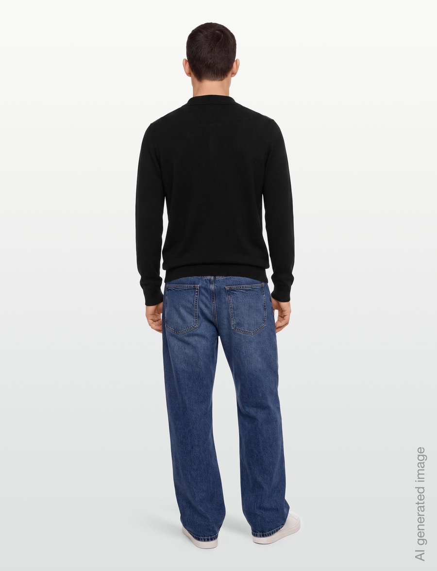 Lyle & Scott - Cotton Merino Long Sleeve Knitted Polo - pikkade varrukatega kootud polod - jet black - 4