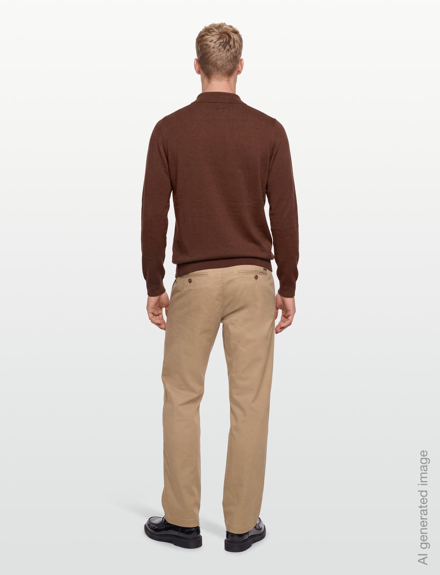 Lyle & Scott - Cotton Merino Long Sleeve Knitted Polo - langärmelige strick-polohemden - sepia brown - 4