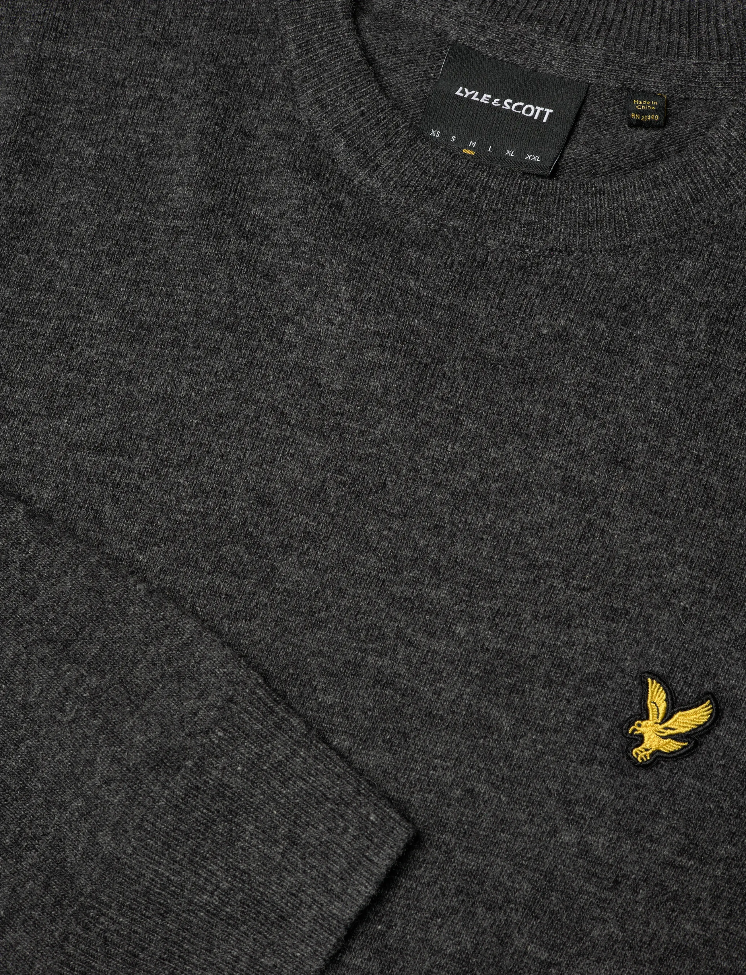 Lyle & Scott - Lambswool Blend Crew Neck Jumper - trøjer - 398 charcoal marl - 2