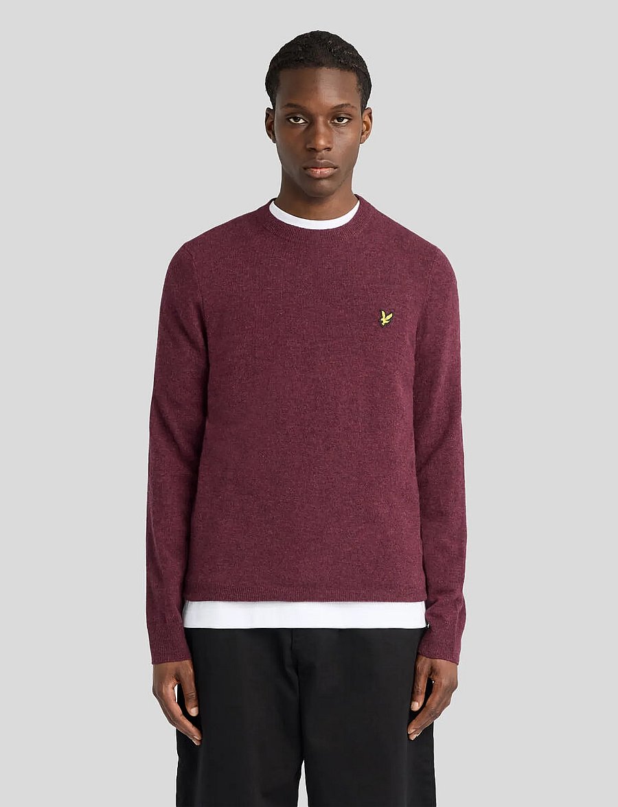 Lyle & Scott - Lambswool Blend Crew Neck Jumper - Ümara kaelusega - beetroot marl - 0