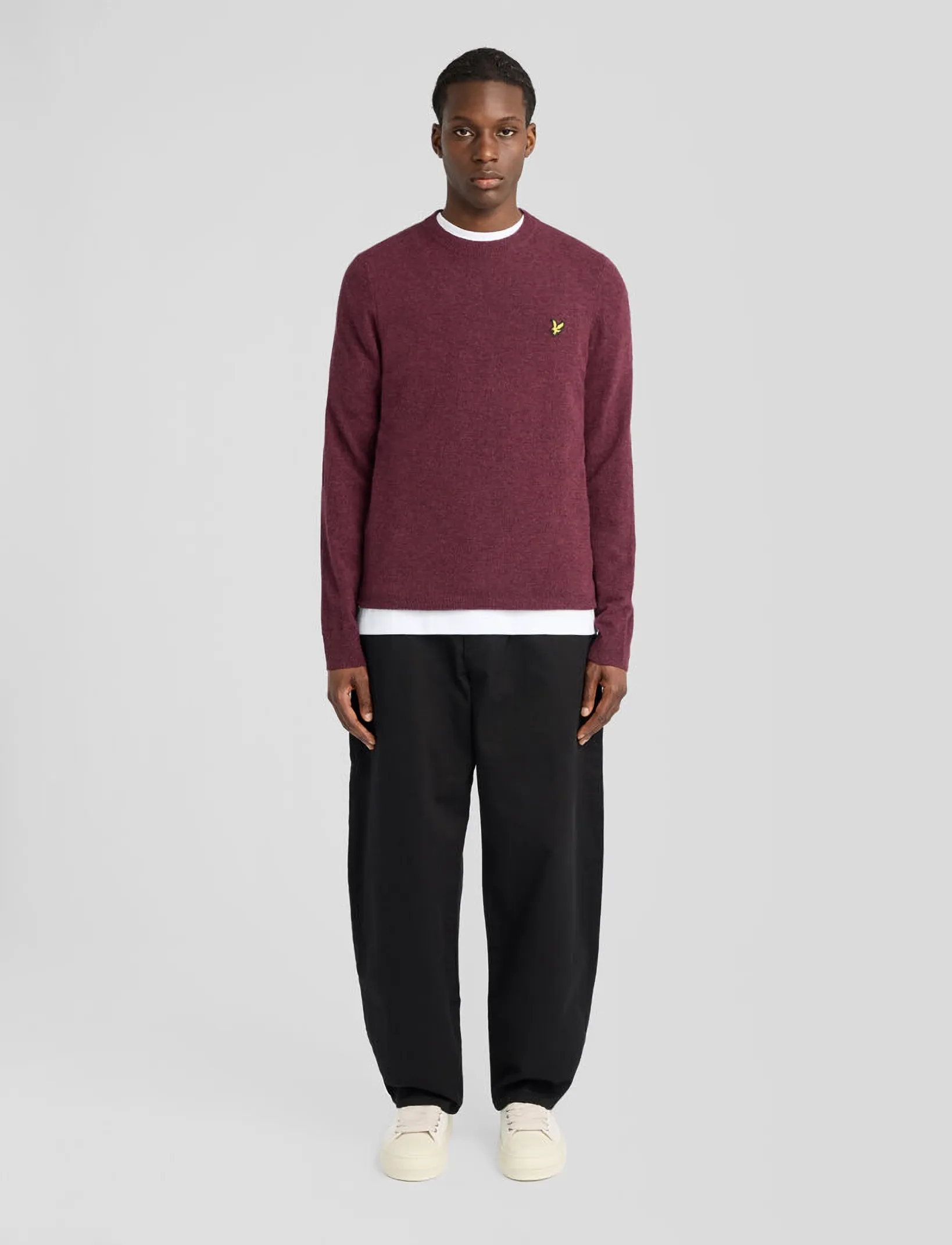 Lyle & Scott - Lambswool Blend Crew Neck Jumper - Ümara kaelusega - beetroot marl - 3