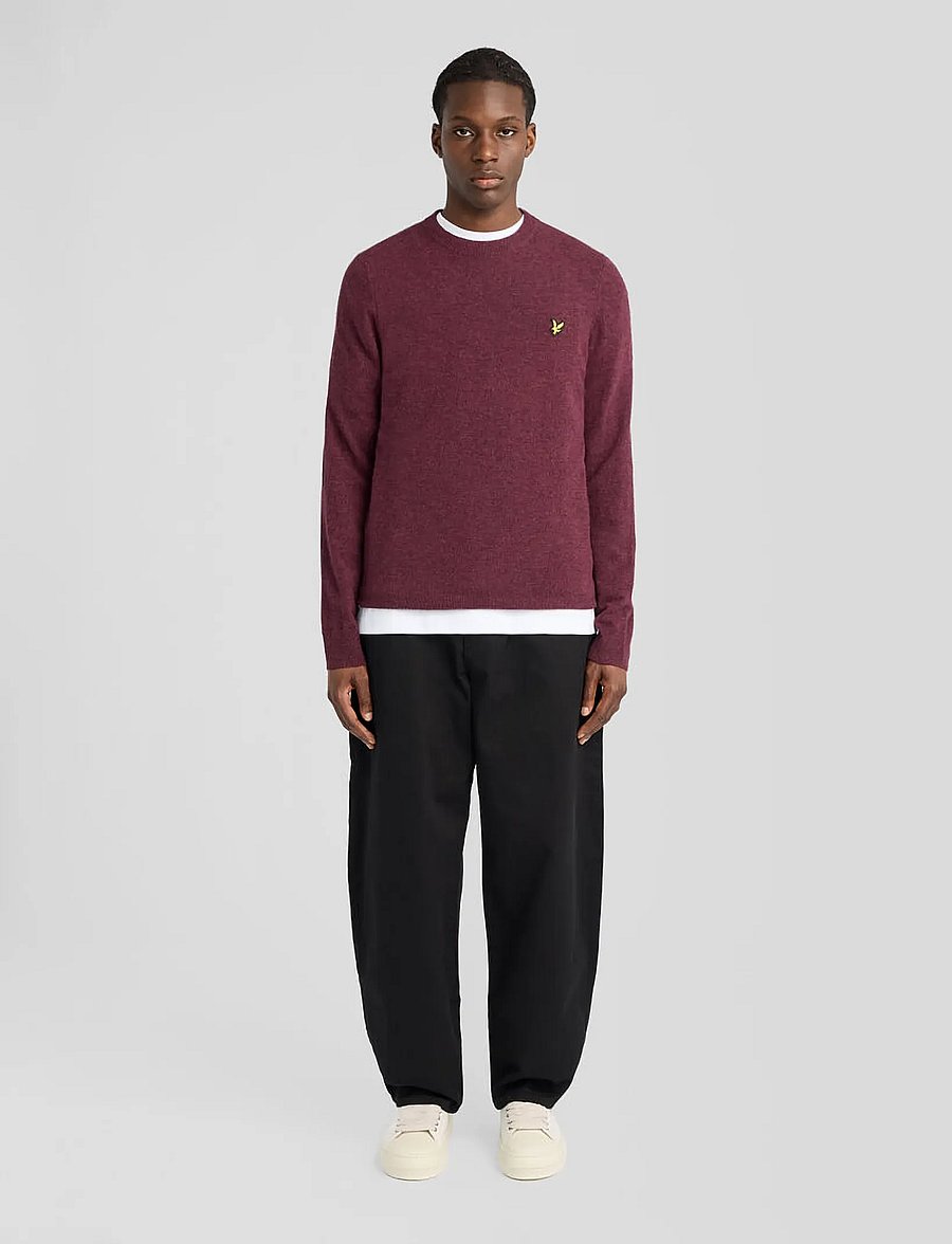 Lyle & Scott - Lambswool Blend Crew Neck Jumper - Ümara kaelusega - beetroot marl - 3