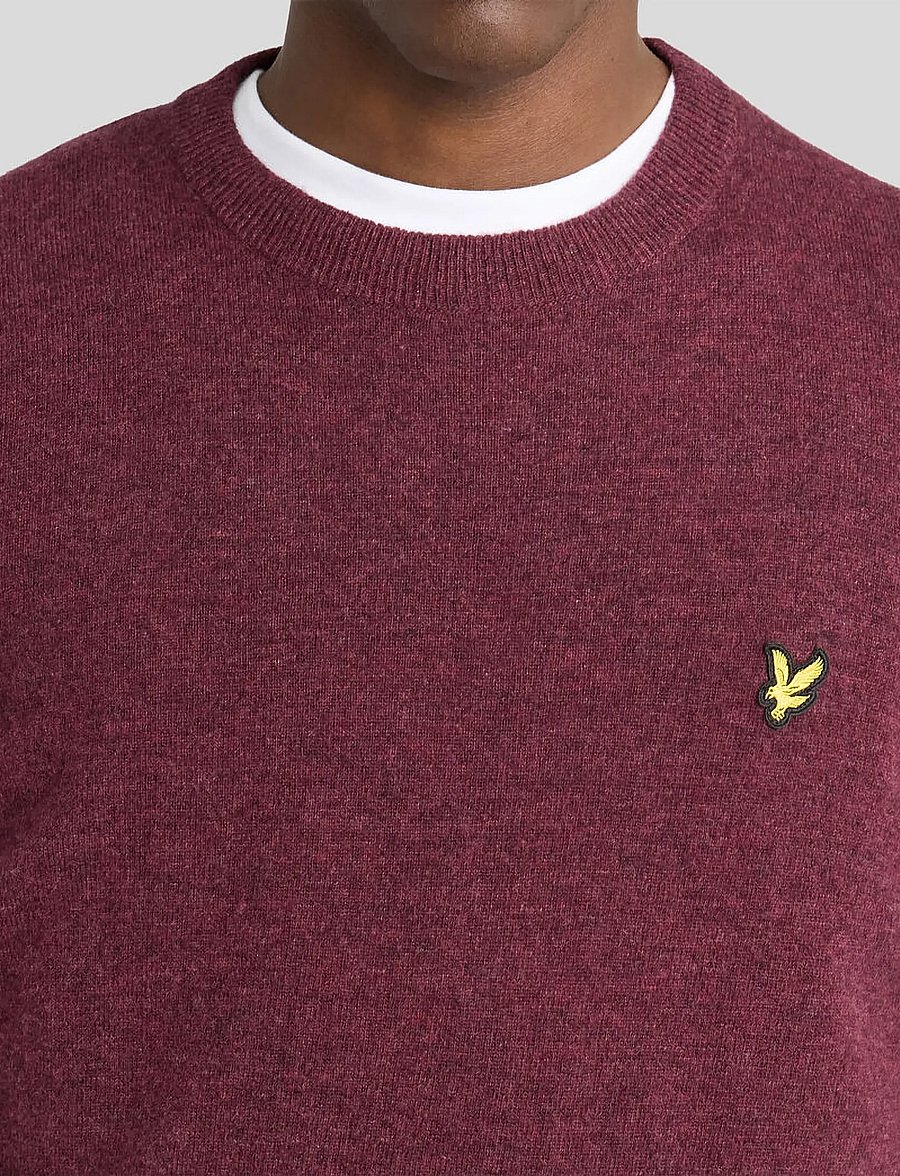 Lyle & Scott - Lambswool Blend Crew Neck Jumper - Ümara kaelusega - beetroot marl - 4