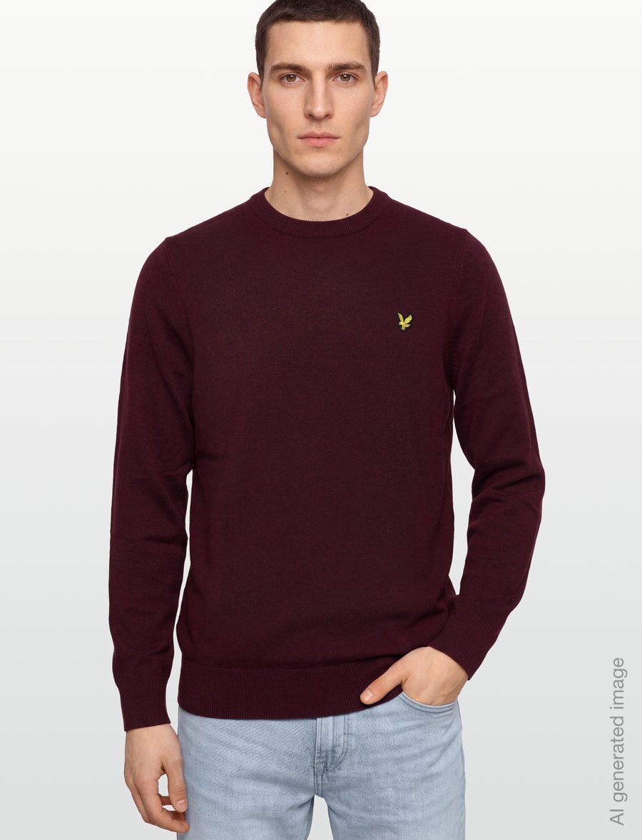 Lyle & Scott - Lambswool Blend Crew Neck Jumper - round necks - burgundy - 3