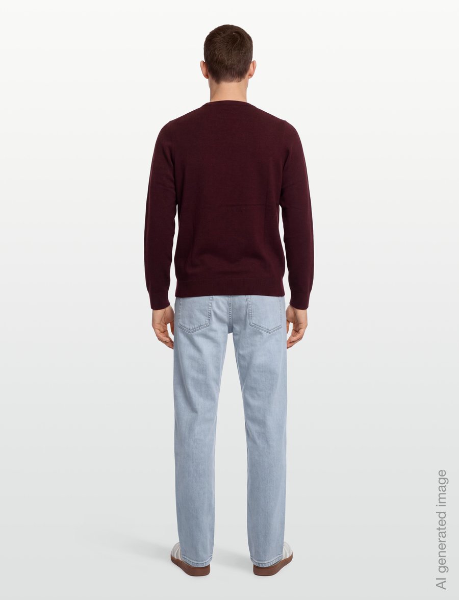 Lyle & Scott - Lambswool Blend Crew Neck Jumper - round necks - burgundy - 4