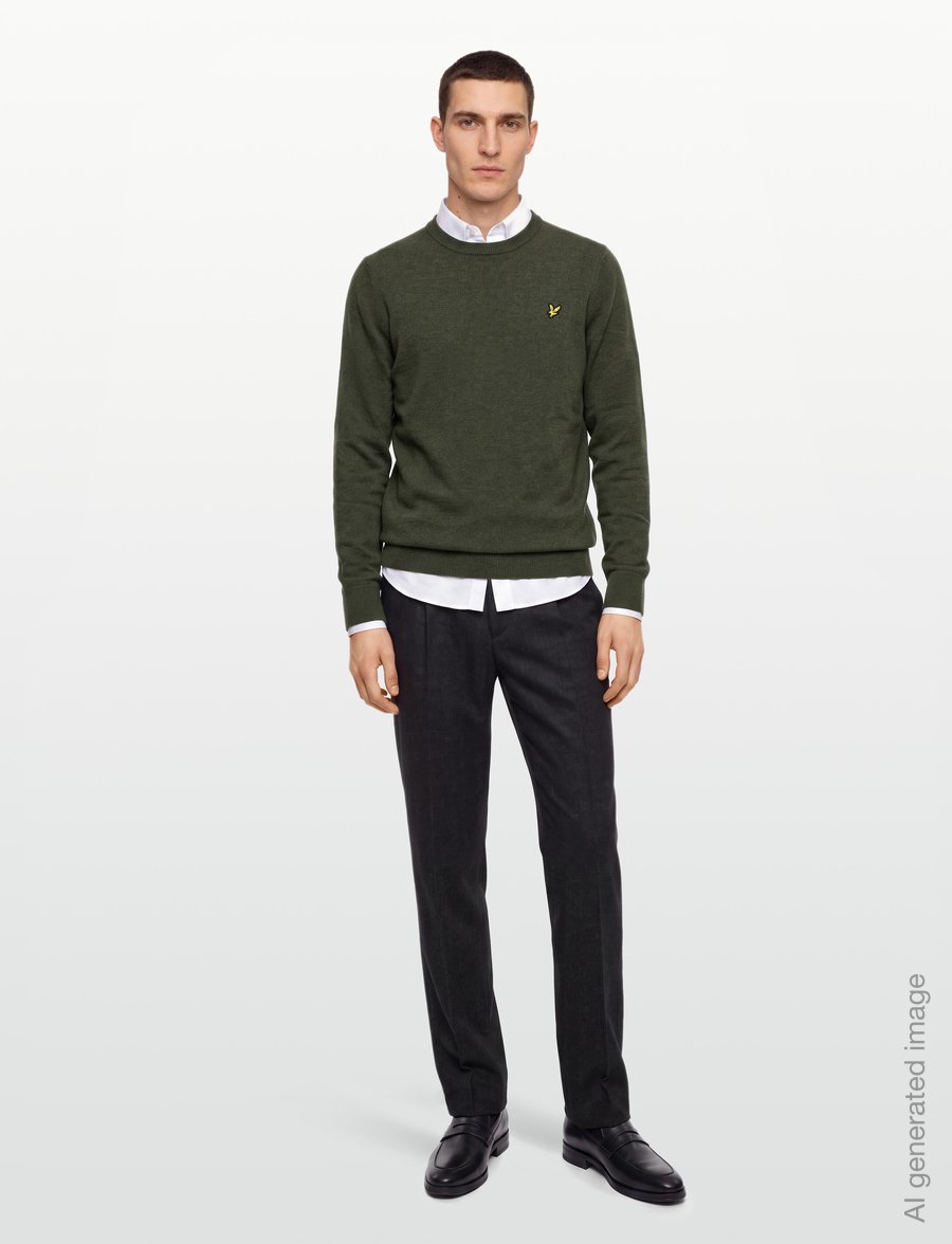 Lyle & Scott - Lambswool Blend Crew Neck Jumper - Ümara kaelusega - deep depths marl - 0