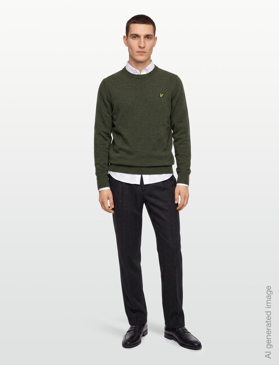 Lyle & Scott - Lambswool Blend Crew Neck Jumper - round necks - deep depths marl - 0