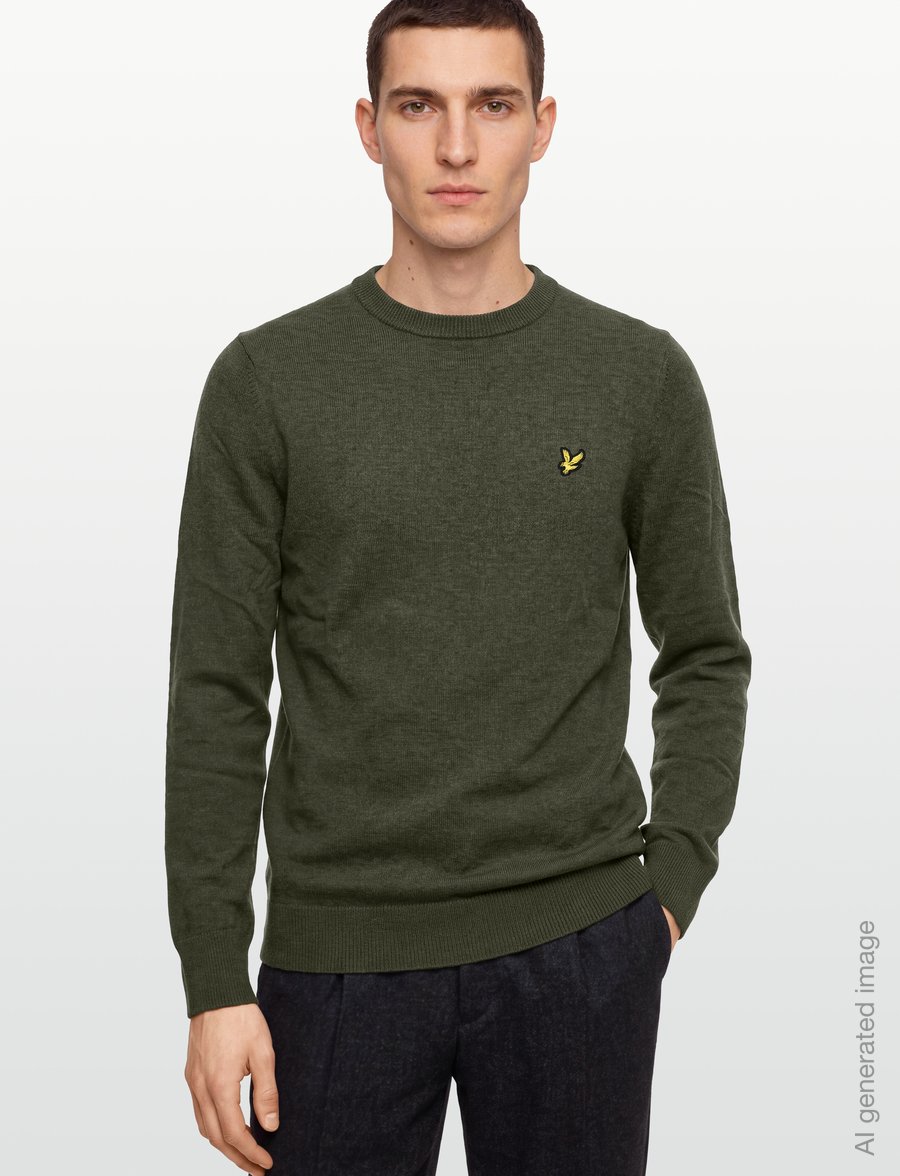 Lyle & Scott - Lambswool Blend Crew Neck Jumper - round necks - deep depths marl - 3