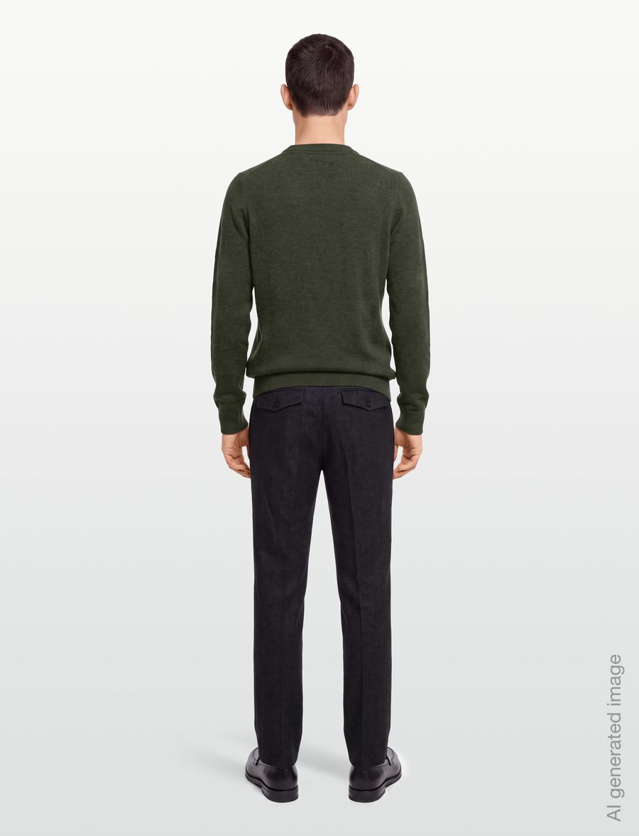 Lyle & Scott - Lambswool Blend Crew Neck Jumper - round necks - deep depths marl - 4