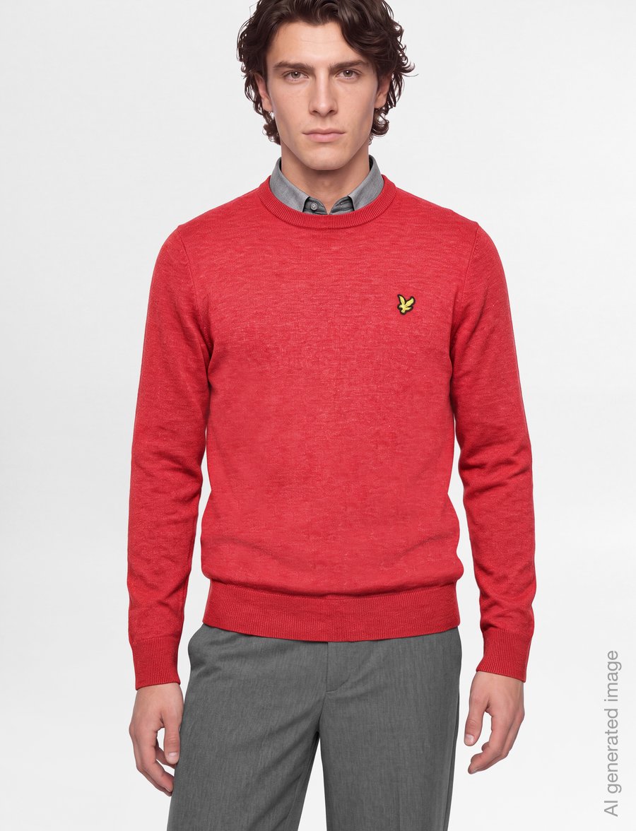 Lyle & Scott - Lambswool Blend Crew Neck Jumper - rund hals - garnet marl - 3