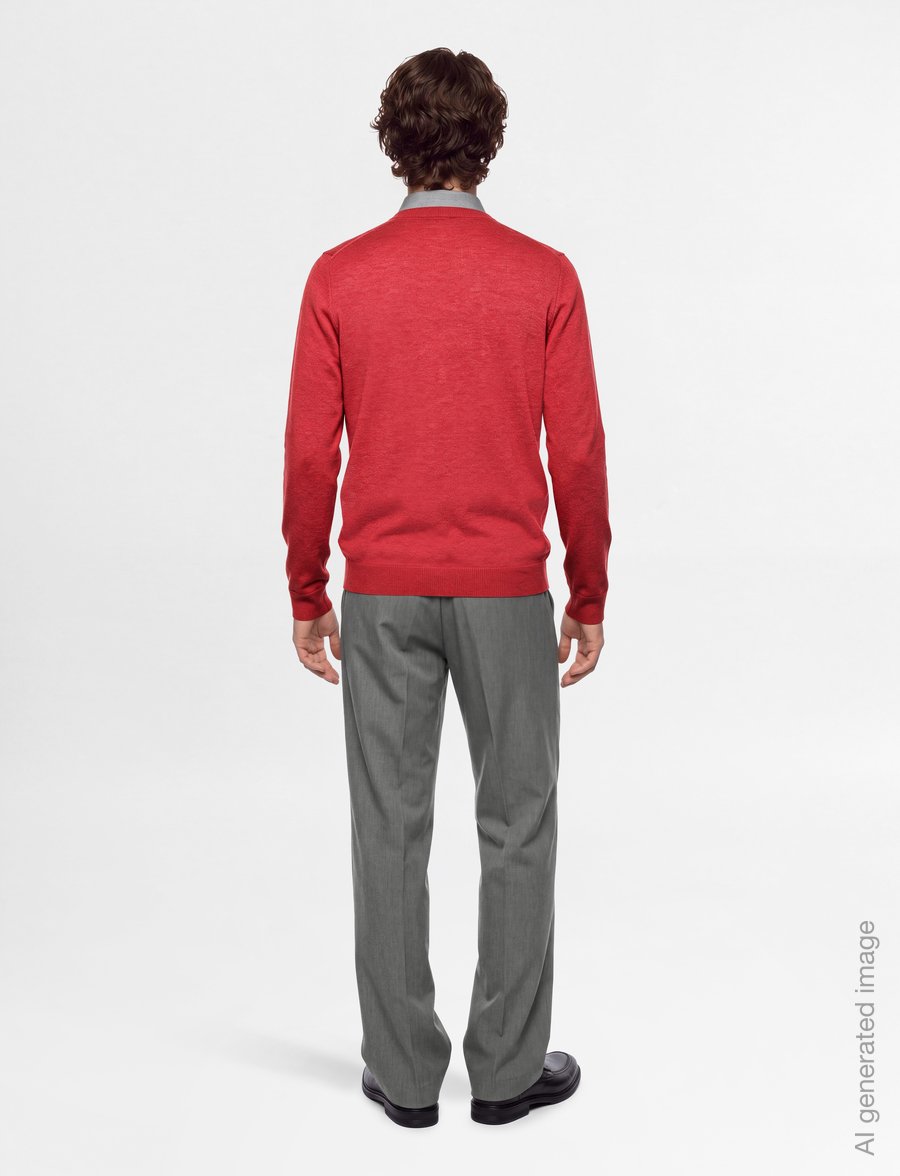 Lyle & Scott - Lambswool Blend Crew Neck Jumper - rund hals - garnet marl - 4
