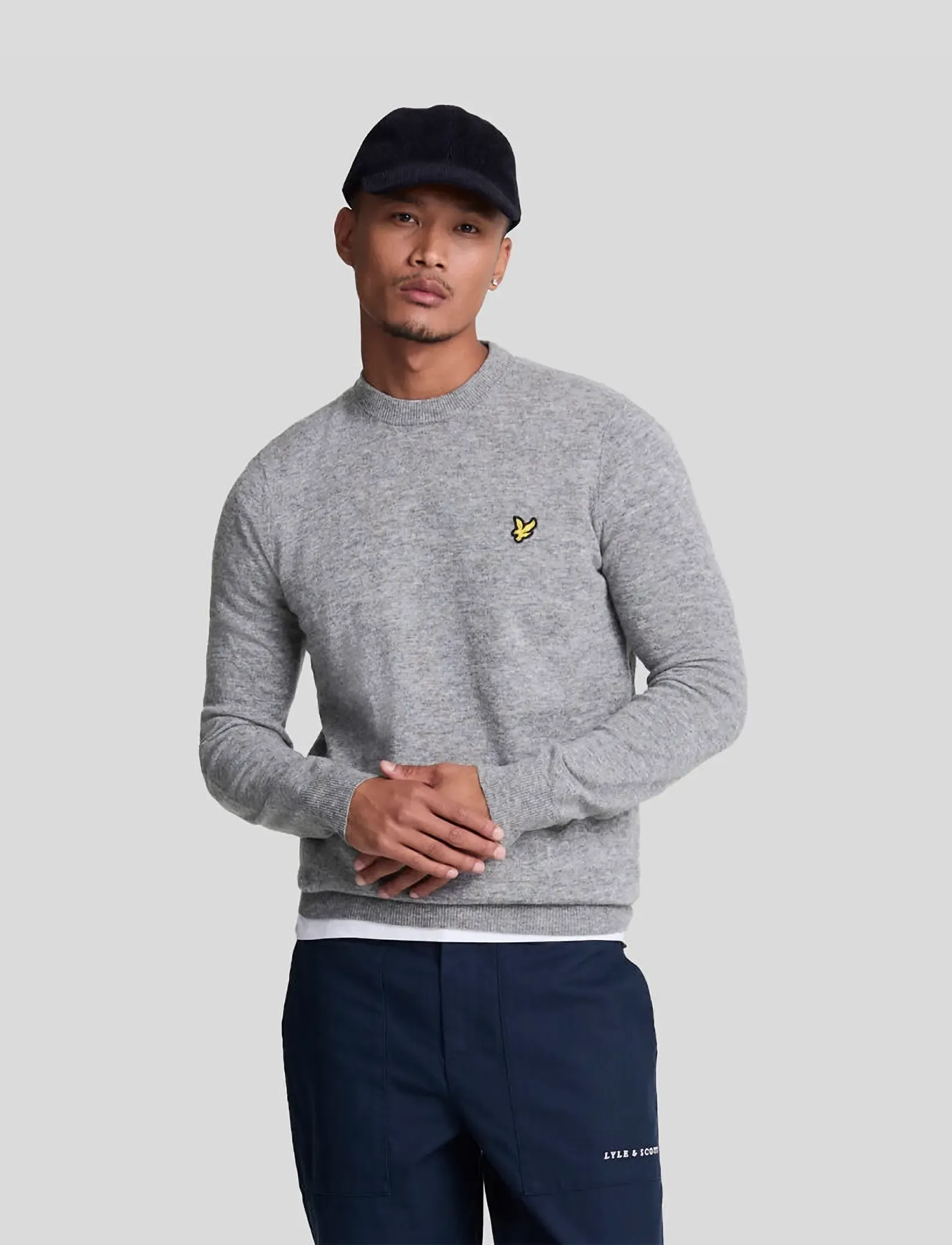 Lyle & Scott - Lambswool Blend Crew Neck Jumper - Ümara kaelusega - mid grey marl - 0