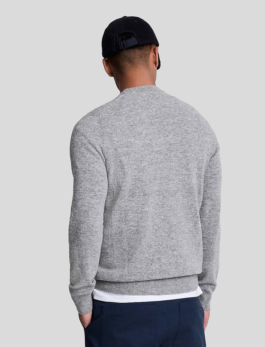 Lyle & Scott - Lambswool Blend Crew Neck Jumper - Ümara kaelusega - mid grey marl - 2