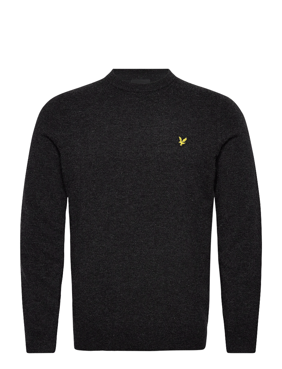 Lyle & Scott - Lambswool Blend Crew Neck Jumper - rund hals - w155 jet black marl - 0