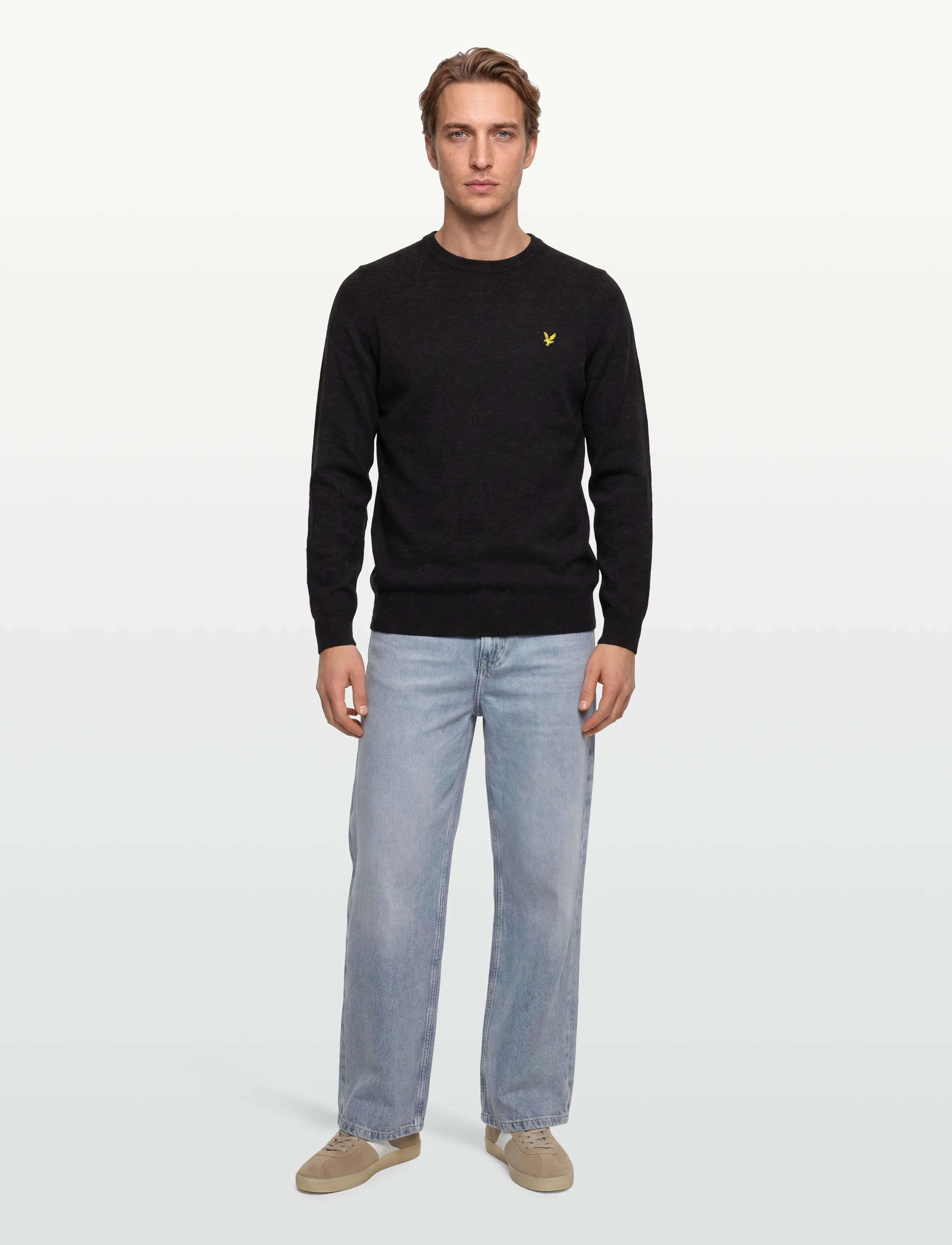 Lyle & Scott - Lambswool Blend Crew Neck Jumper - tavalised kudumid - w155 jet black marl - 0