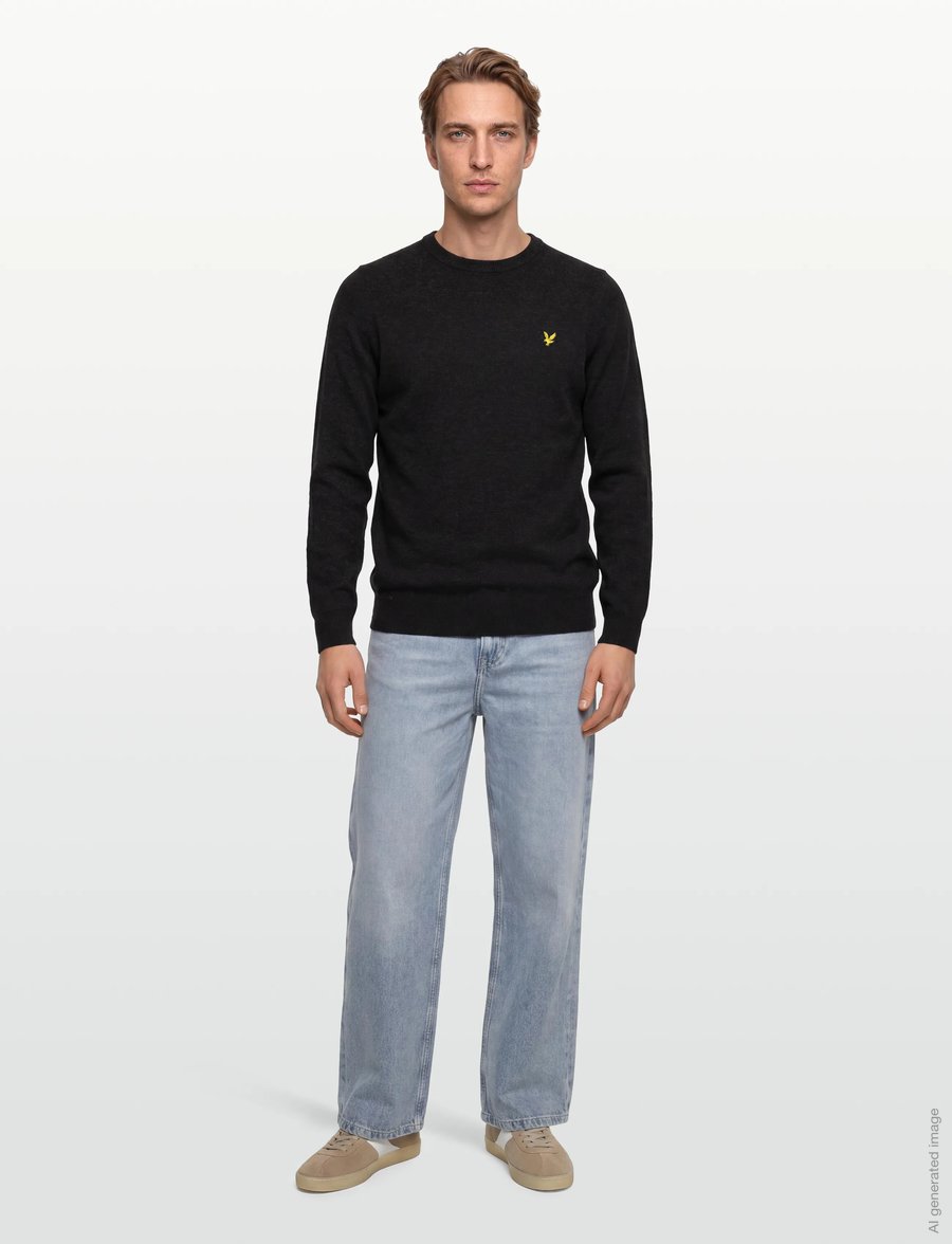 Lyle & Scott - Lambswool Blend Crew Neck Jumper - Ümmarguse kaelusega kudumid - w155 jet black marl - 0