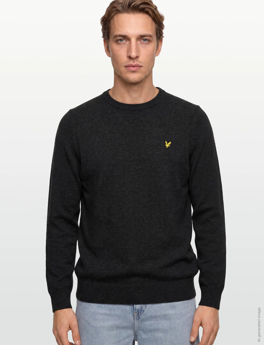 Lyle & Scott - Lambswool Blend Crew Neck Jumper - Ümmarguse kaelusega kudumid - w155 jet black marl - 3