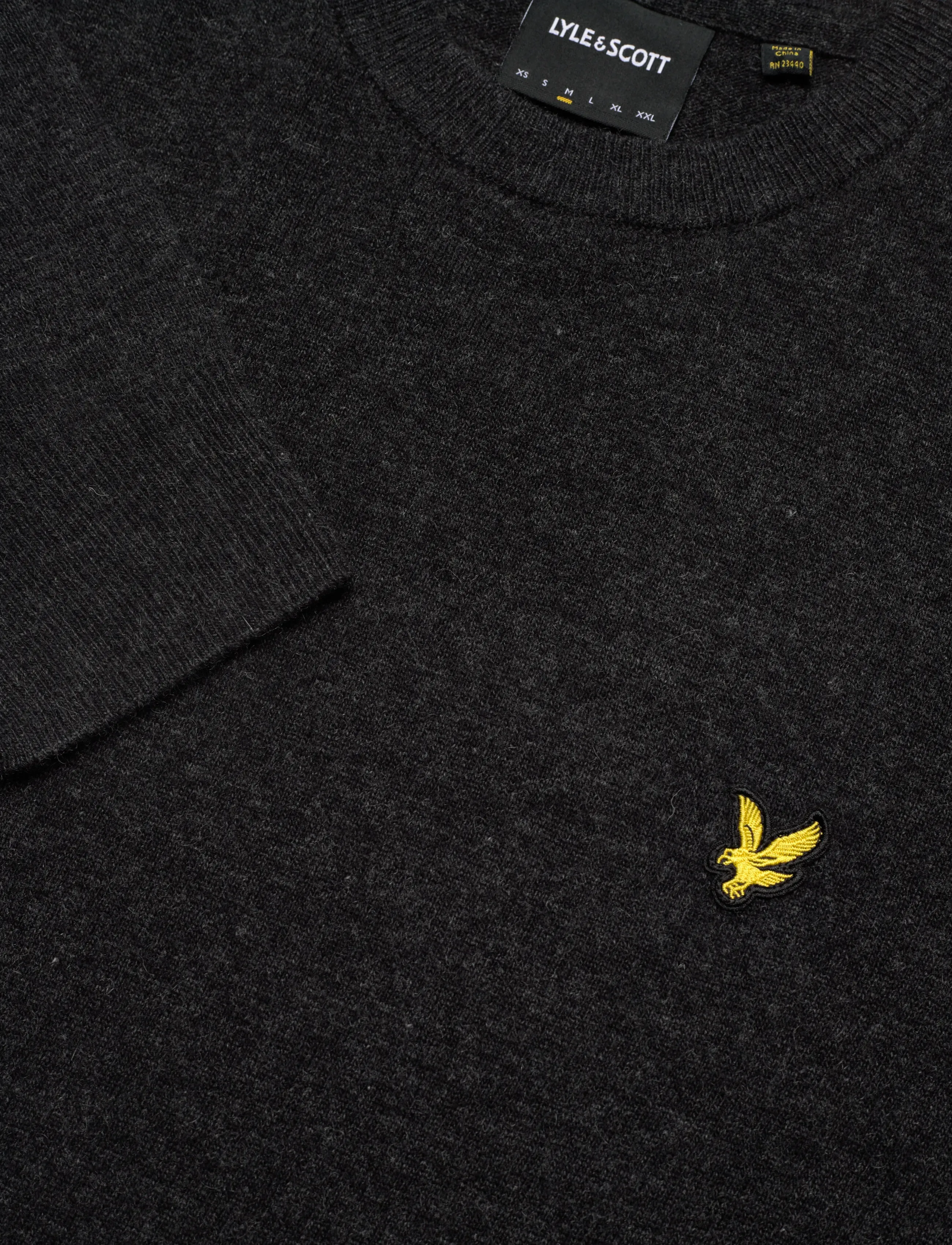 Lyle & Scott - Lambswool Blend Crew Neck Jumper - round necks - w155 jet black marl - 5
