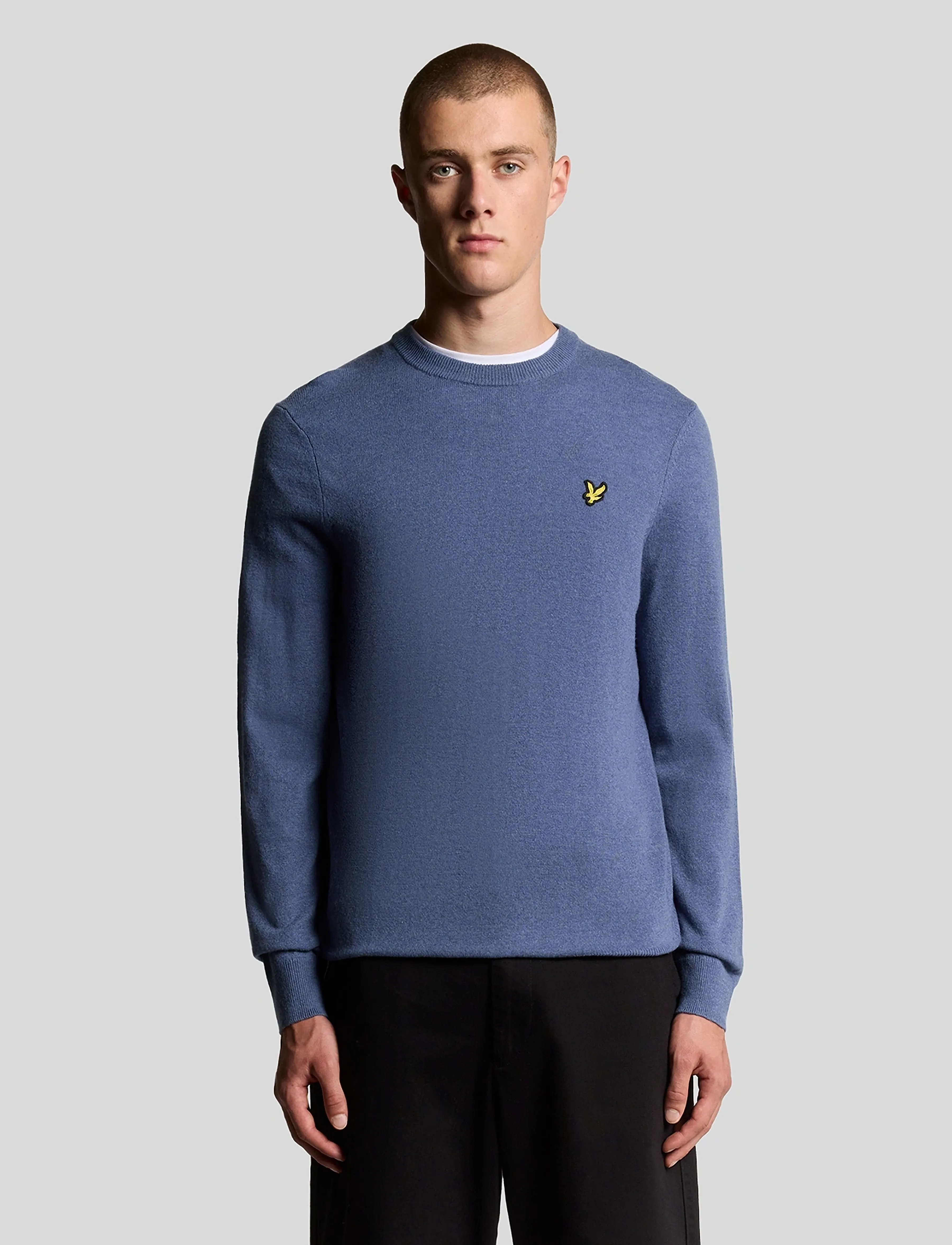 Lyle & Scott Lambswool Blend Crew Neck Jumper - Farben der Saison - X935 GRAYSTONE MARL / purple