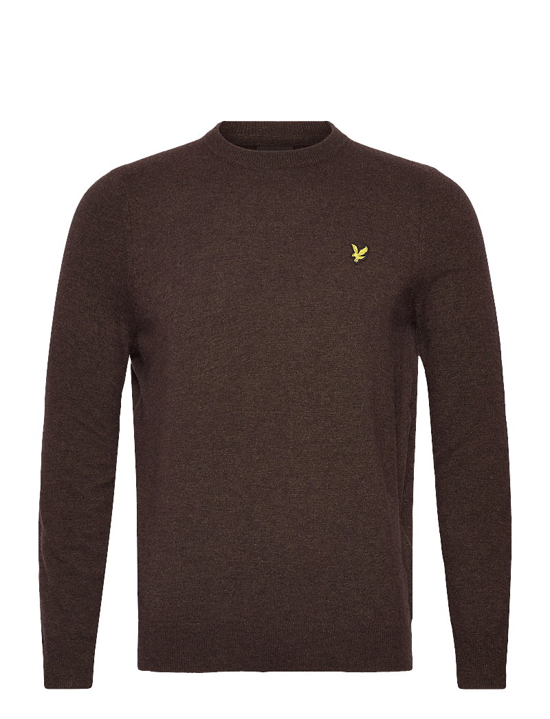 Lyle & Scott - Lambswool Blend Crew Neck Jumper - rund hals - y059 bottle brown marl - 1