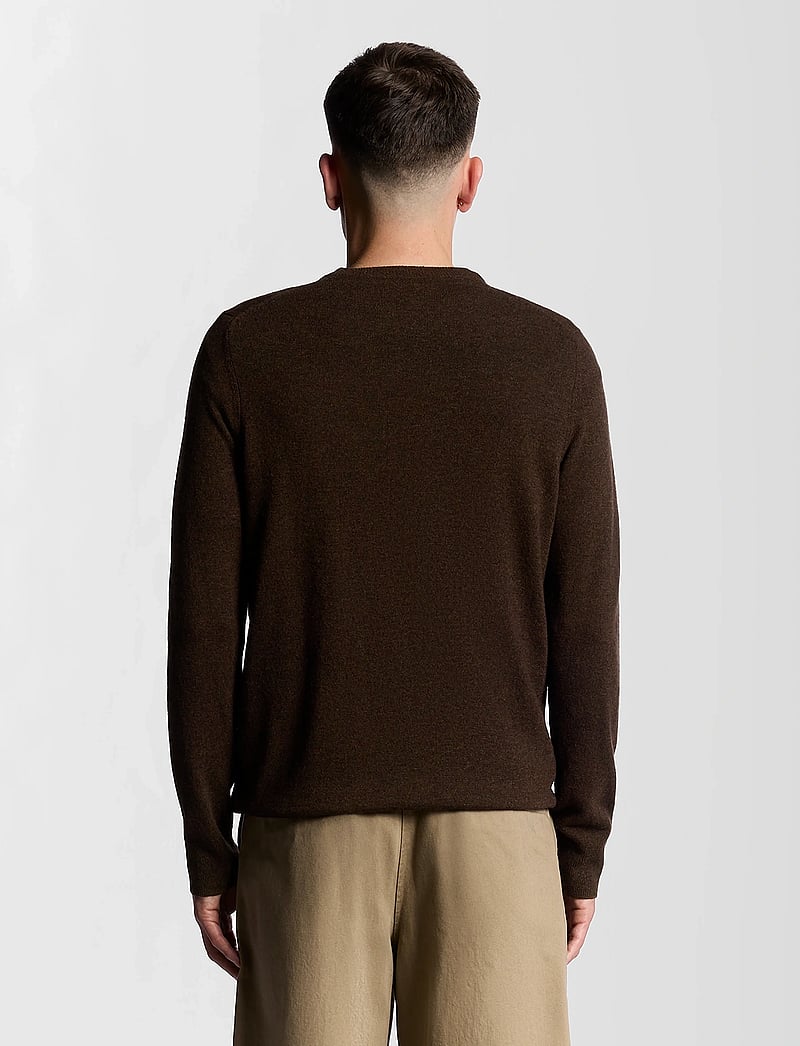 Lyle & Scott - Lambswool Blend Crew Neck Jumper - rund hals - y059 bottle brown marl - 3