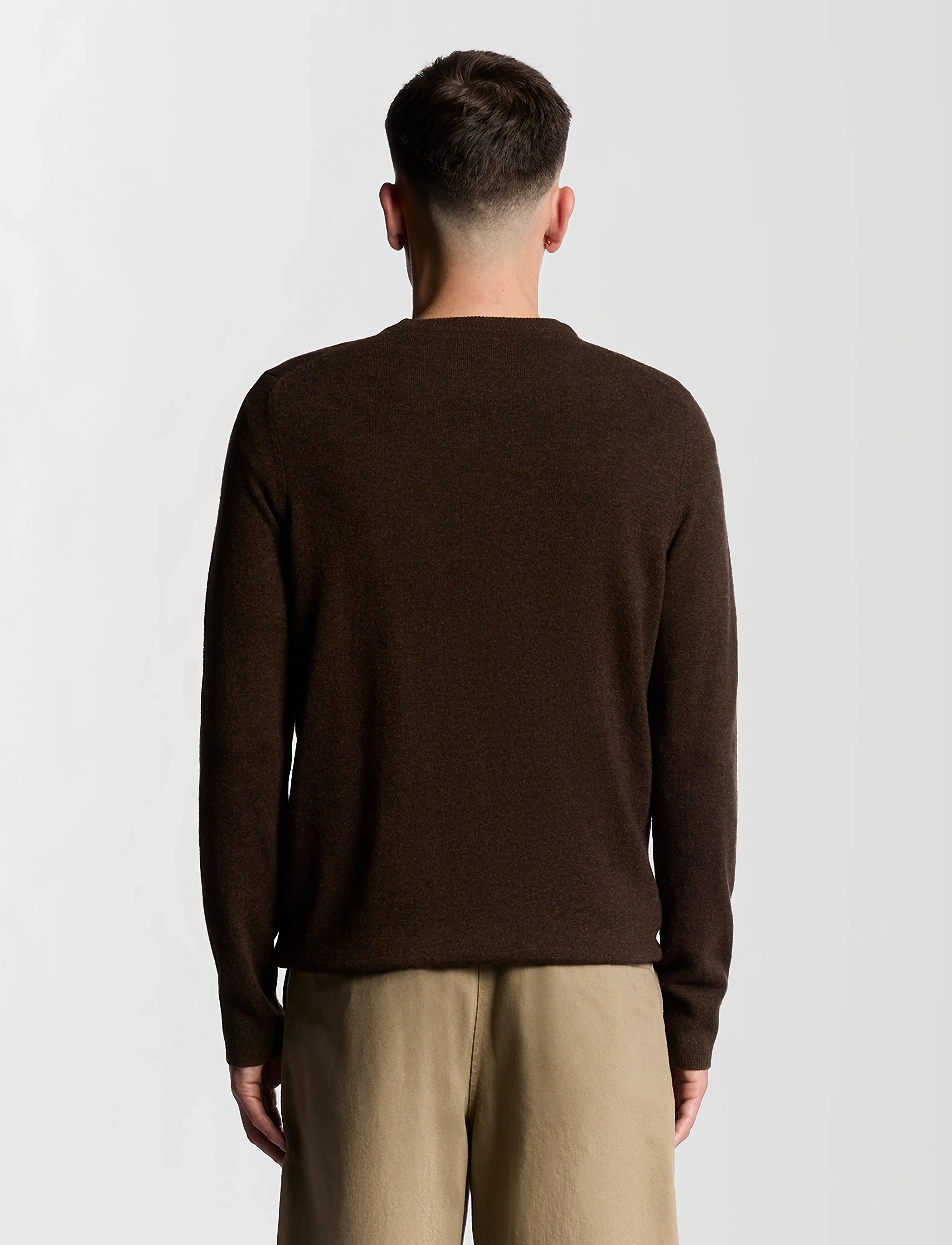 Lyle & Scott - Lambswool Blend Crew Neck Jumper - tavalised kudumid - y059 bottle brown marl - 3