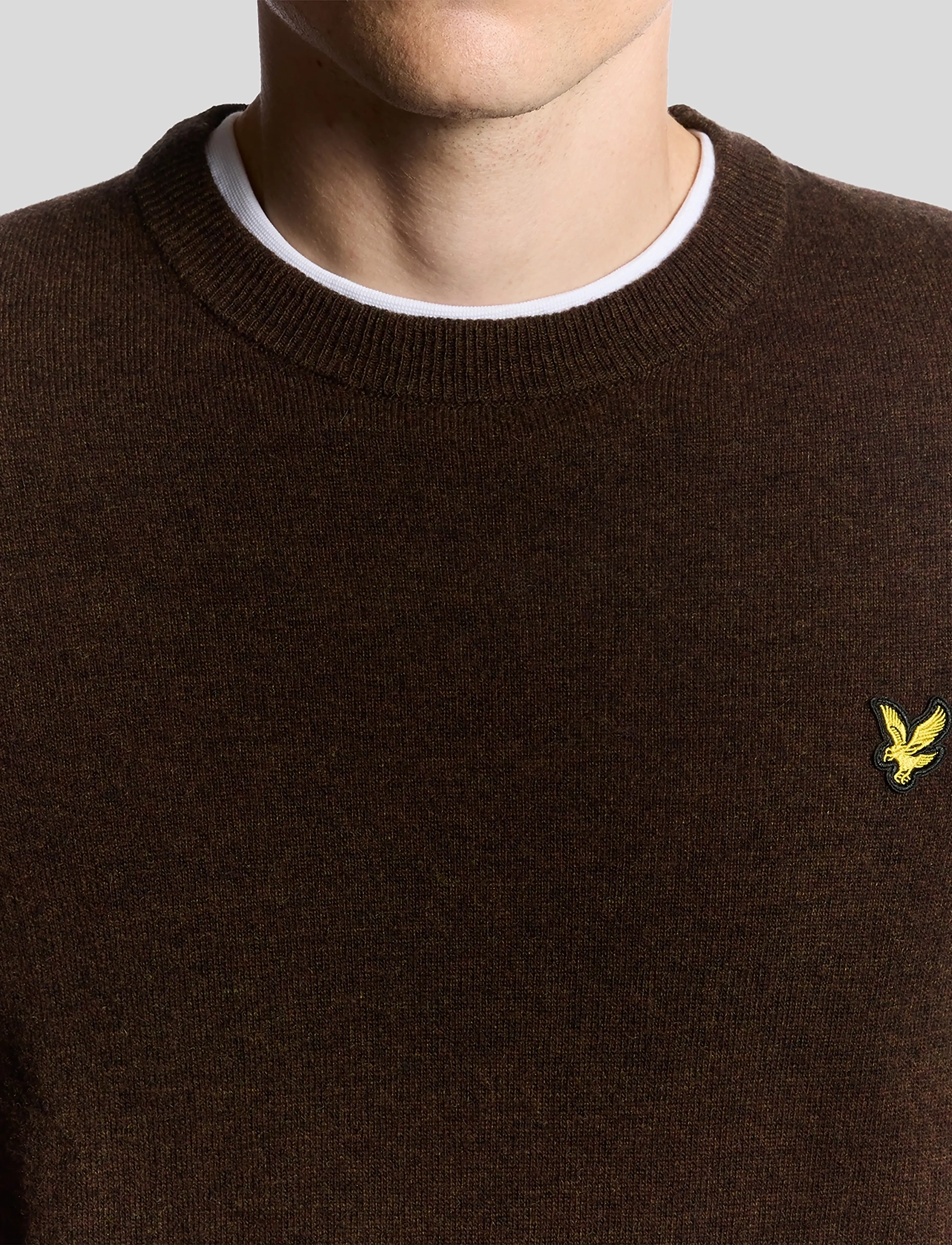 Lyle & Scott - Lambswool Blend Crew Neck Jumper - tavalised kudumid - y059 bottle brown marl - 4