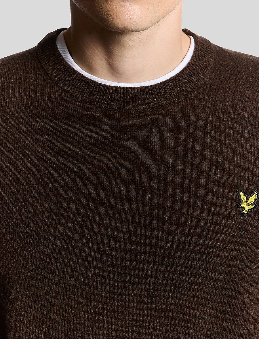 Lyle & Scott - Lambswool Blend Crew Neck Jumper - Ümmarguse kaelusega kudumid - y059 bottle brown marl - 4