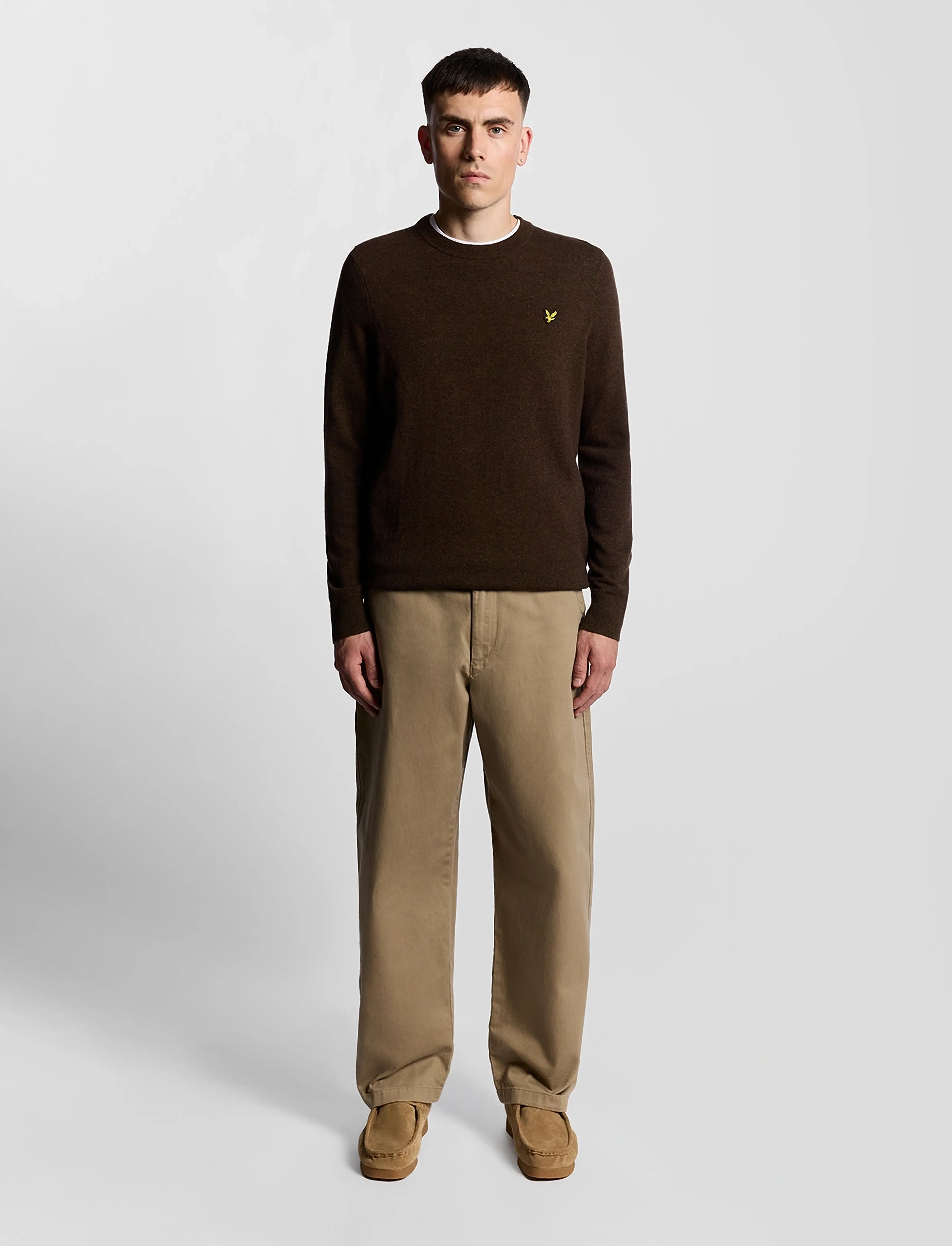Lyle & Scott - Lambswool Blend Crew Neck Jumper - rundhals - y059 bottle brown marl - 5