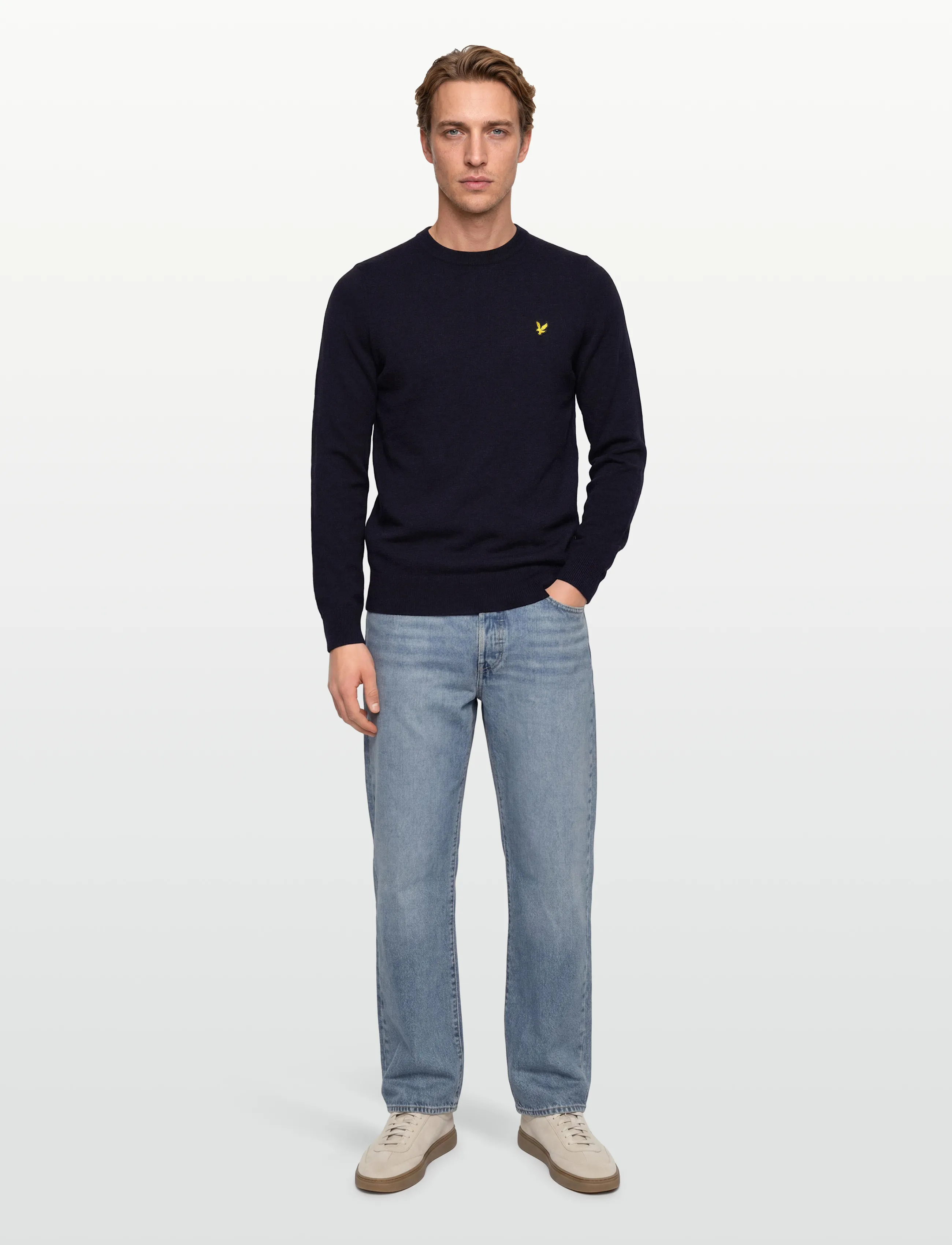 Lyle & Scott - Lambswool Blend Crew Neck Jumper - rund hals - z56 dark navy marl - 0
