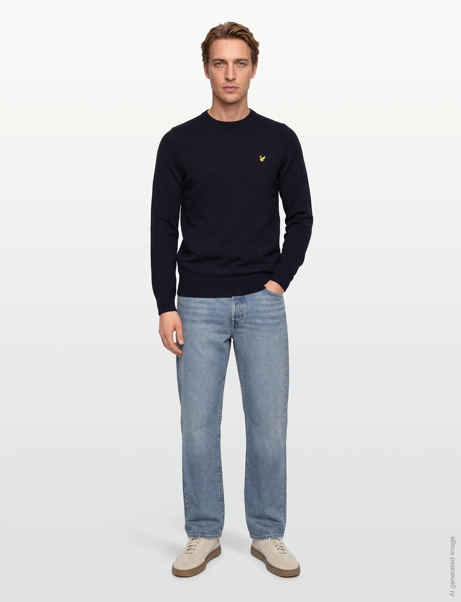 Lyle & Scott - Lambswool Blend Crew Neck Jumper - rund hals - z56 dark navy marl - 0
