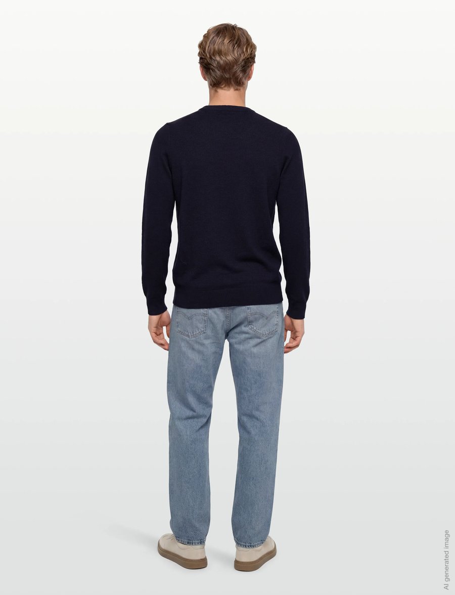 Lyle & Scott - Lambswool Blend Crew Neck Jumper - rund hals - z56 dark navy marl - 4
