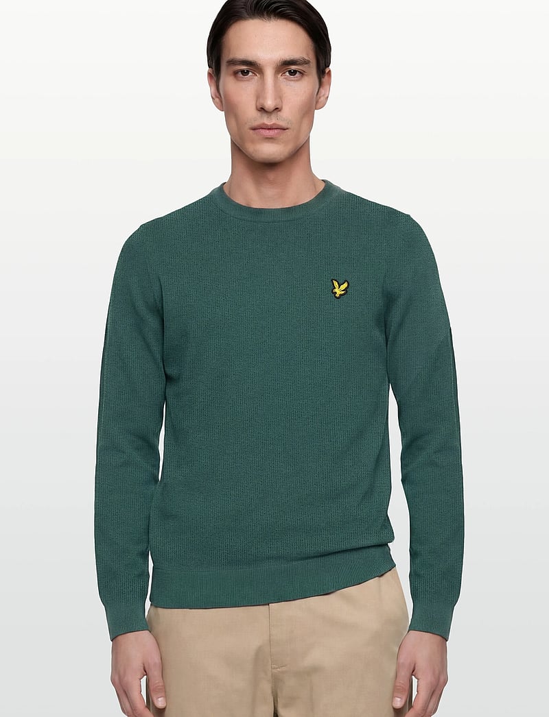 Lyle & Scott - Cotton Crew Neck Jumper - round necks - w130 everglade - 3