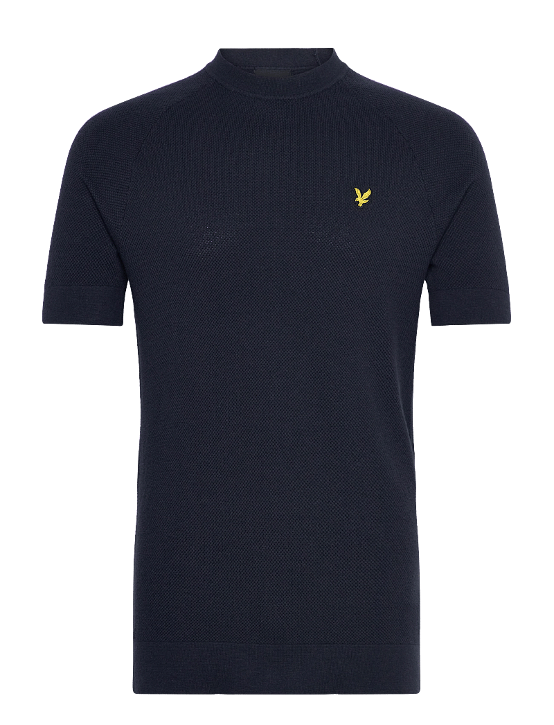 Lyle & Scott - Linen Blend Knitted T-shirt - short-sleeved t-shirts - z271 dark navy - 1