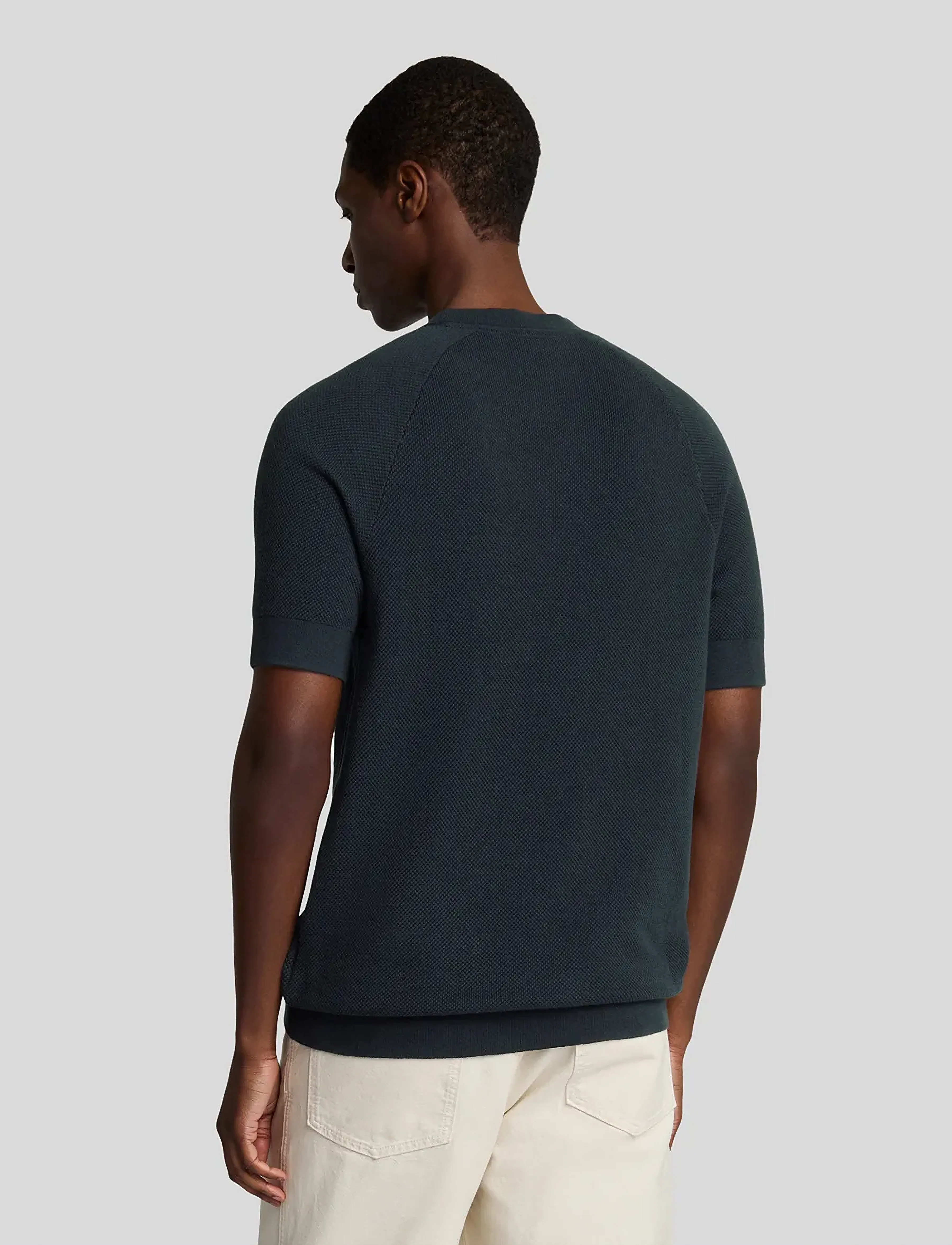 Lyle & Scott - Linen Blend Knitted T-shirt - lühikeste varrukatega t-särgid - z271 dark navy - 3