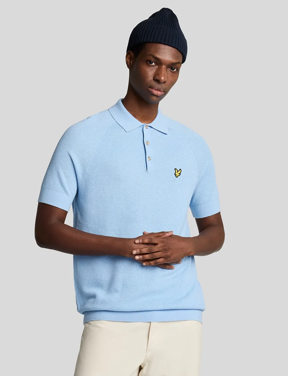 Lyle & Scott - Linen Blend Knitted Polo - gestrickte polohemden - w487 light blue - 0