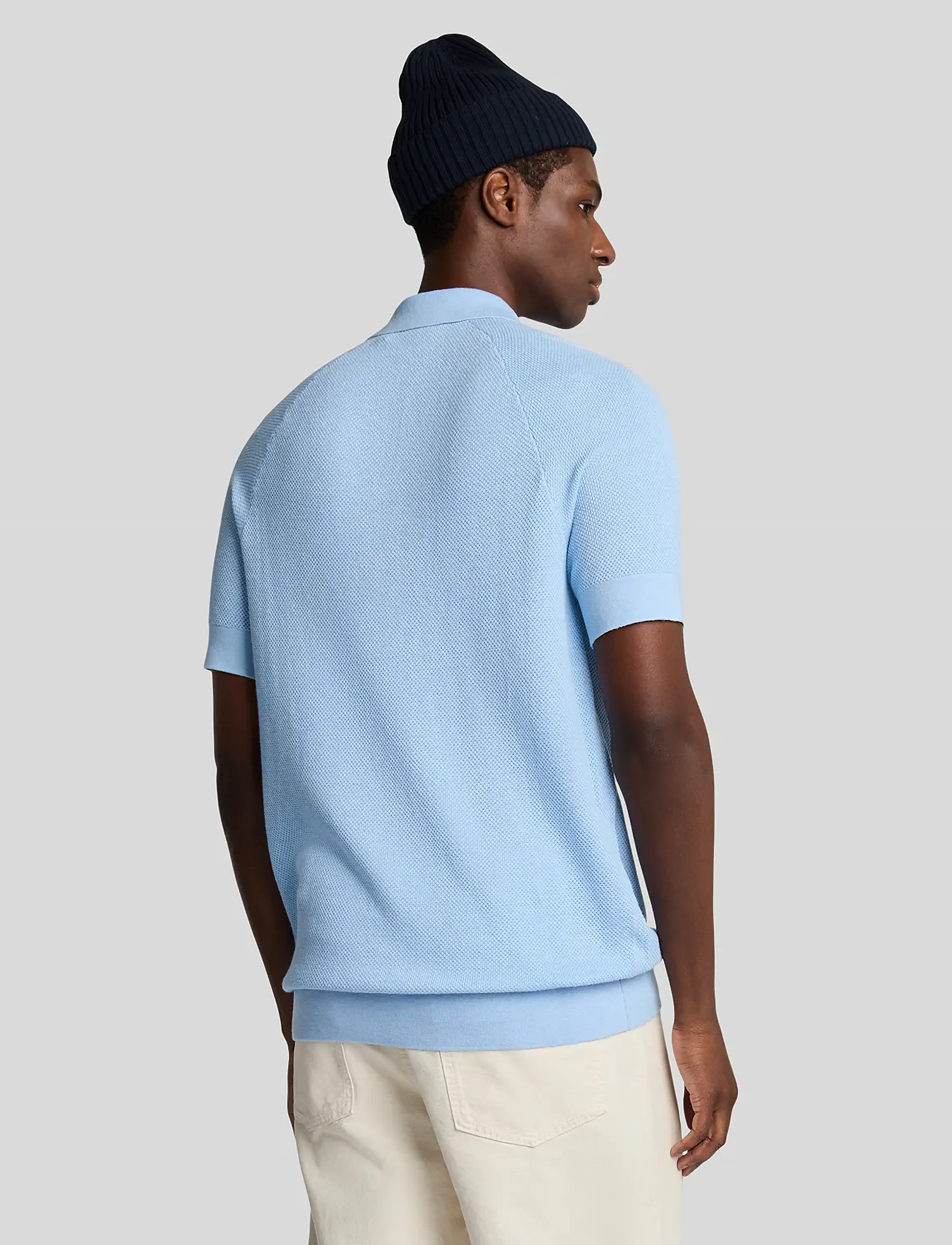 Lyle & Scott - Linen Blend Knitted Polo - herren - w487 light blue - 3