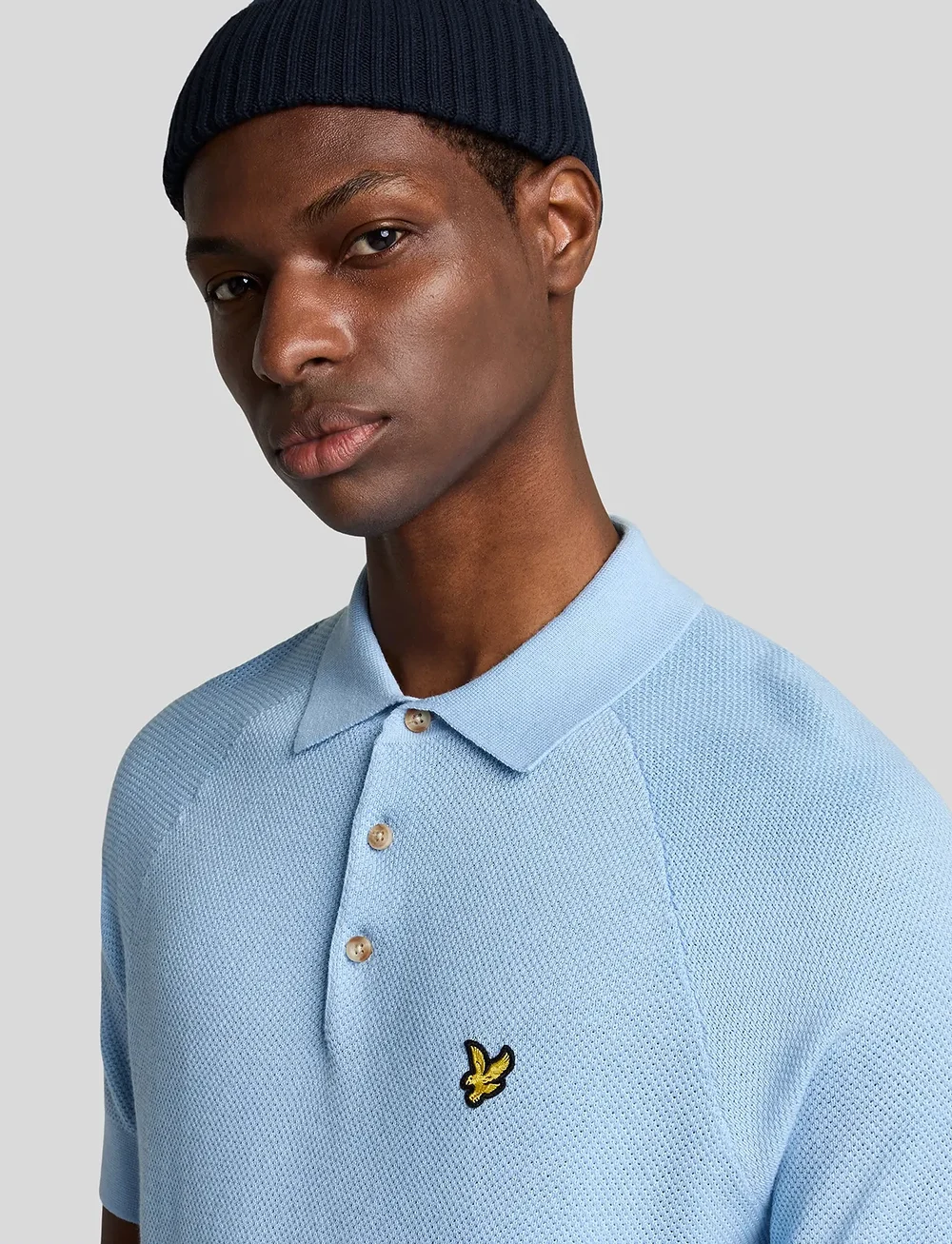 Lyle & Scott - Linen Blend Knitted Polo - gestrickte polohemden - w487 light blue - 5