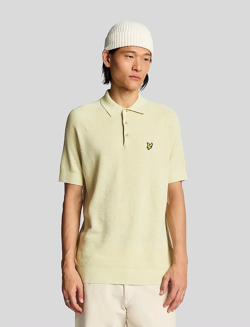 Lyle & Scott - Linen Blend Knitted Polo - polostrik - x588 luna - 0