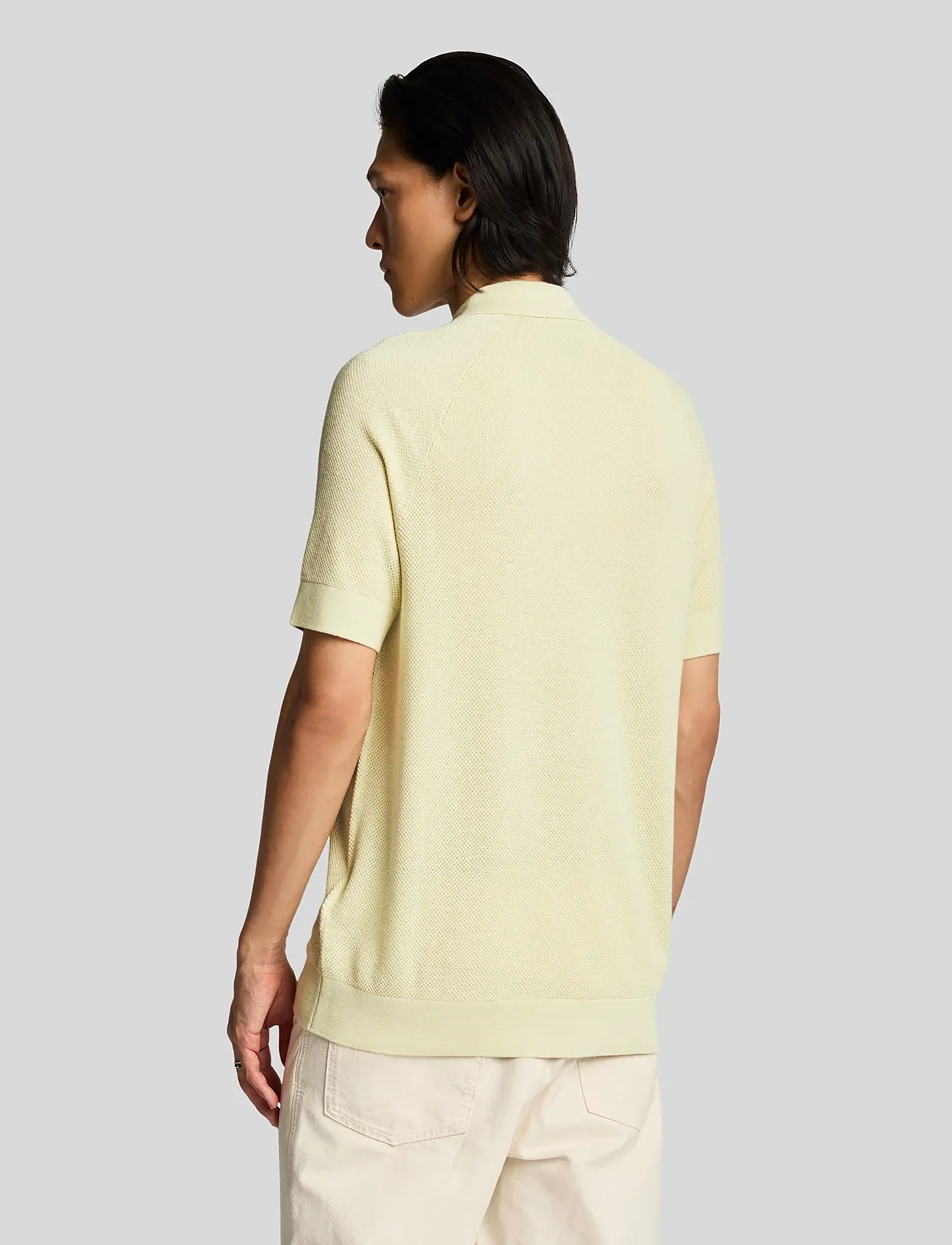 Lyle & Scott - Linen Blend Knitted Polo - strickmode - x588 luna - 3
