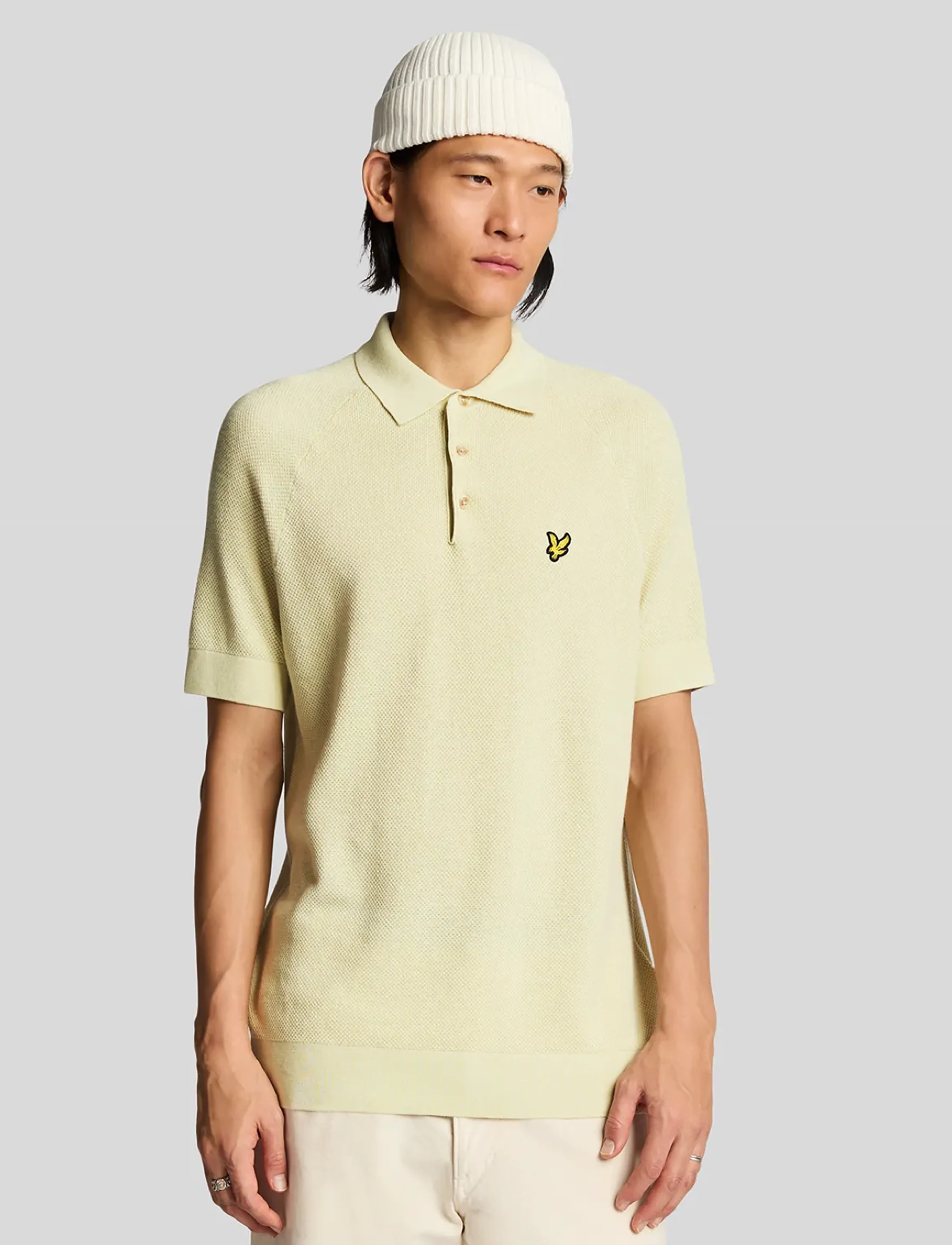 Lyle & Scott - Linen Blend Knitted Polo - strickmode - x588 luna - 4
