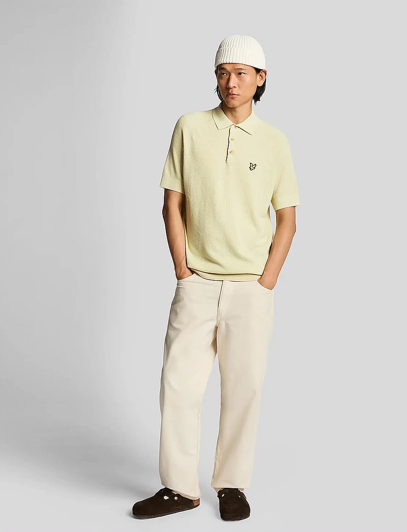 Lyle & Scott - Linen Blend Knitted Polo - polostrik - x588 luna - 5