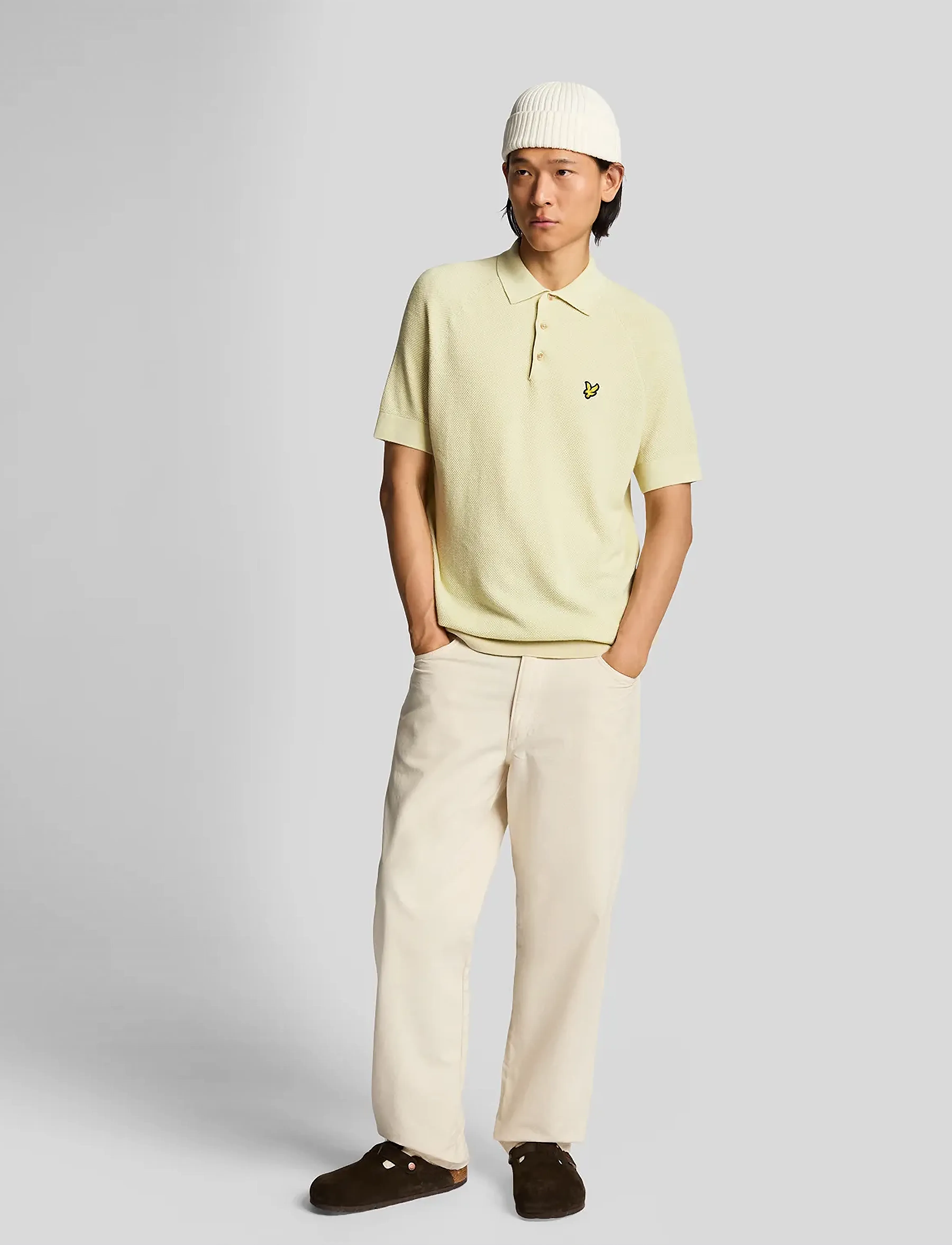 Lyle & Scott - Linen Blend Knitted Polo - strickmode - x588 luna - 5
